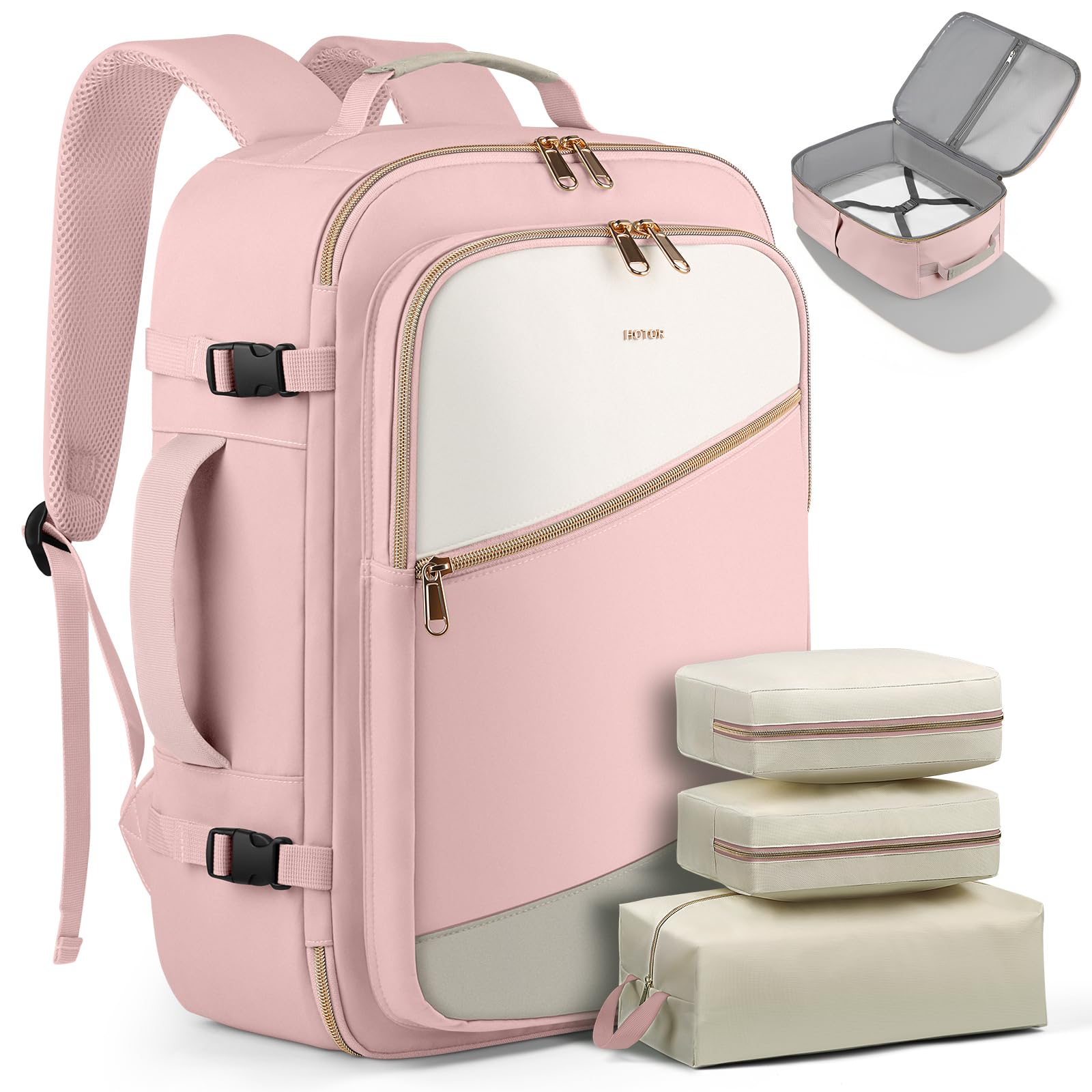 Travel Backpack for Women with 3 Packing Cubes TSA Laptop Bag