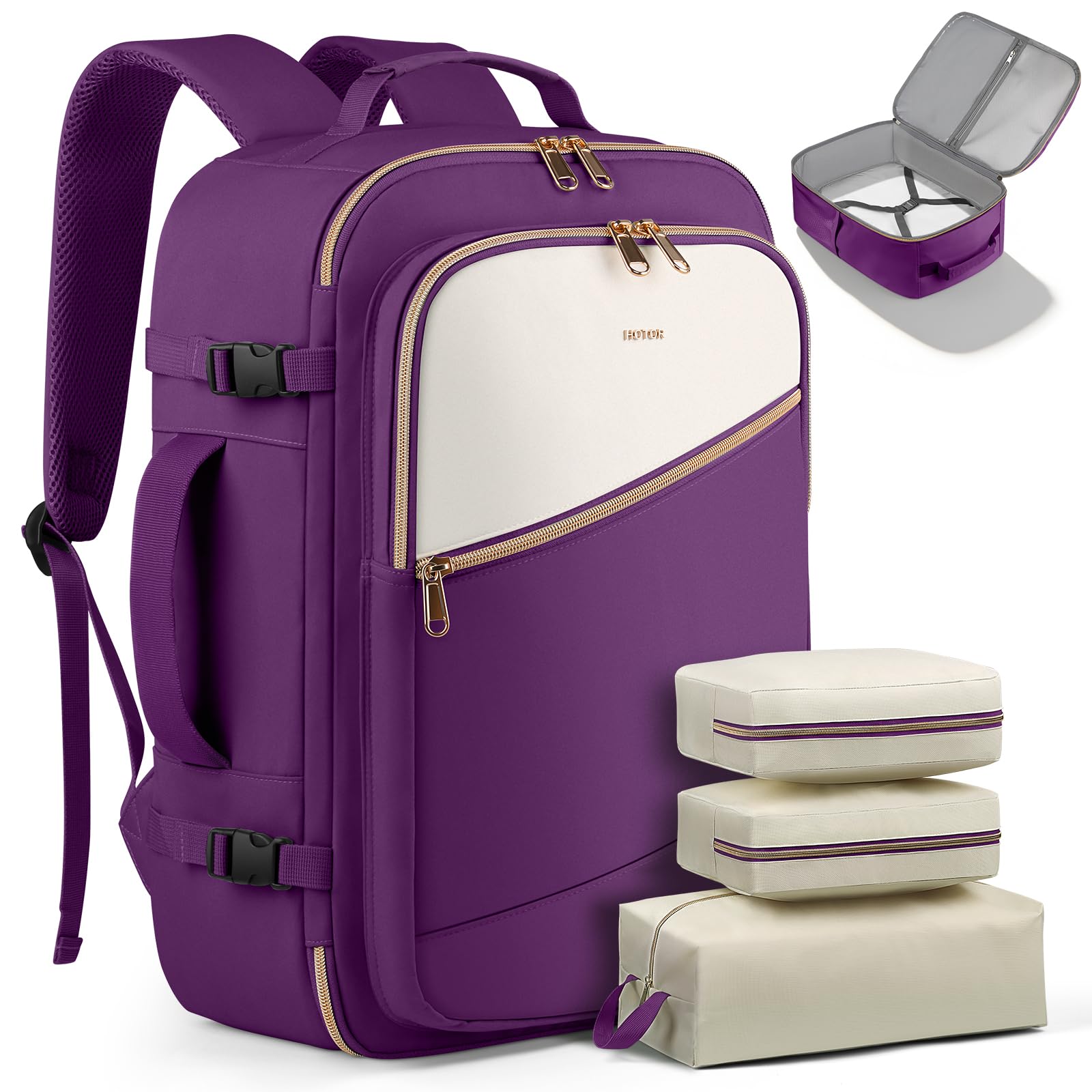 Travel Backpack for Women with 3 Packing Cubes TSA Laptop Bag