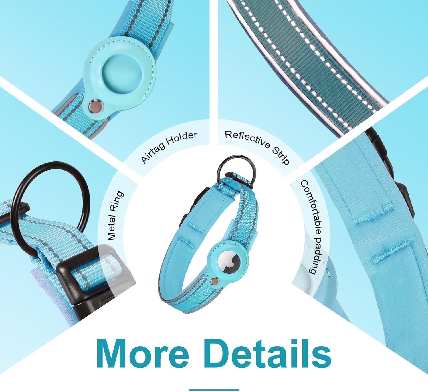 Upgraded AirTag Dog Collar with Holder, Reflective & Adjustable