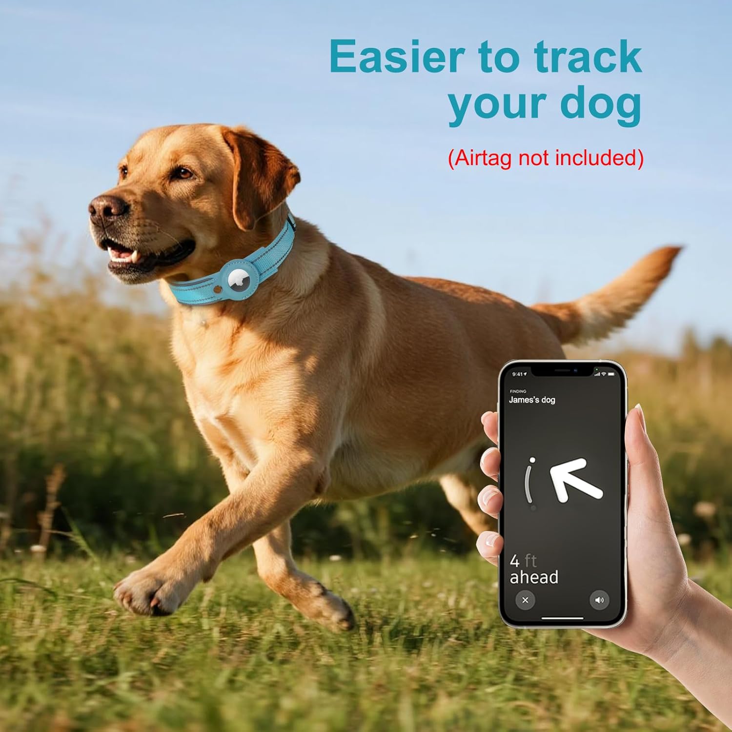 Upgraded AirTag Dog Collar with Holder, Reflective & Adjustable