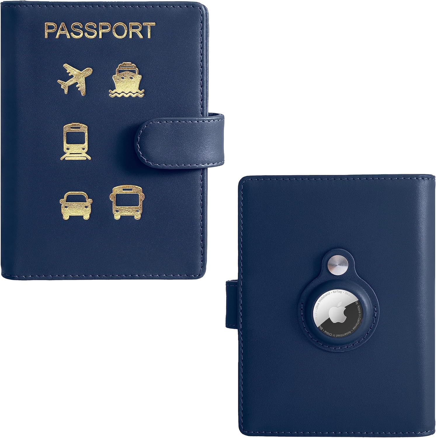 Vegan Leather AirTag Passport Wallet – RFID Blocking Travel Organizer - Abbycart