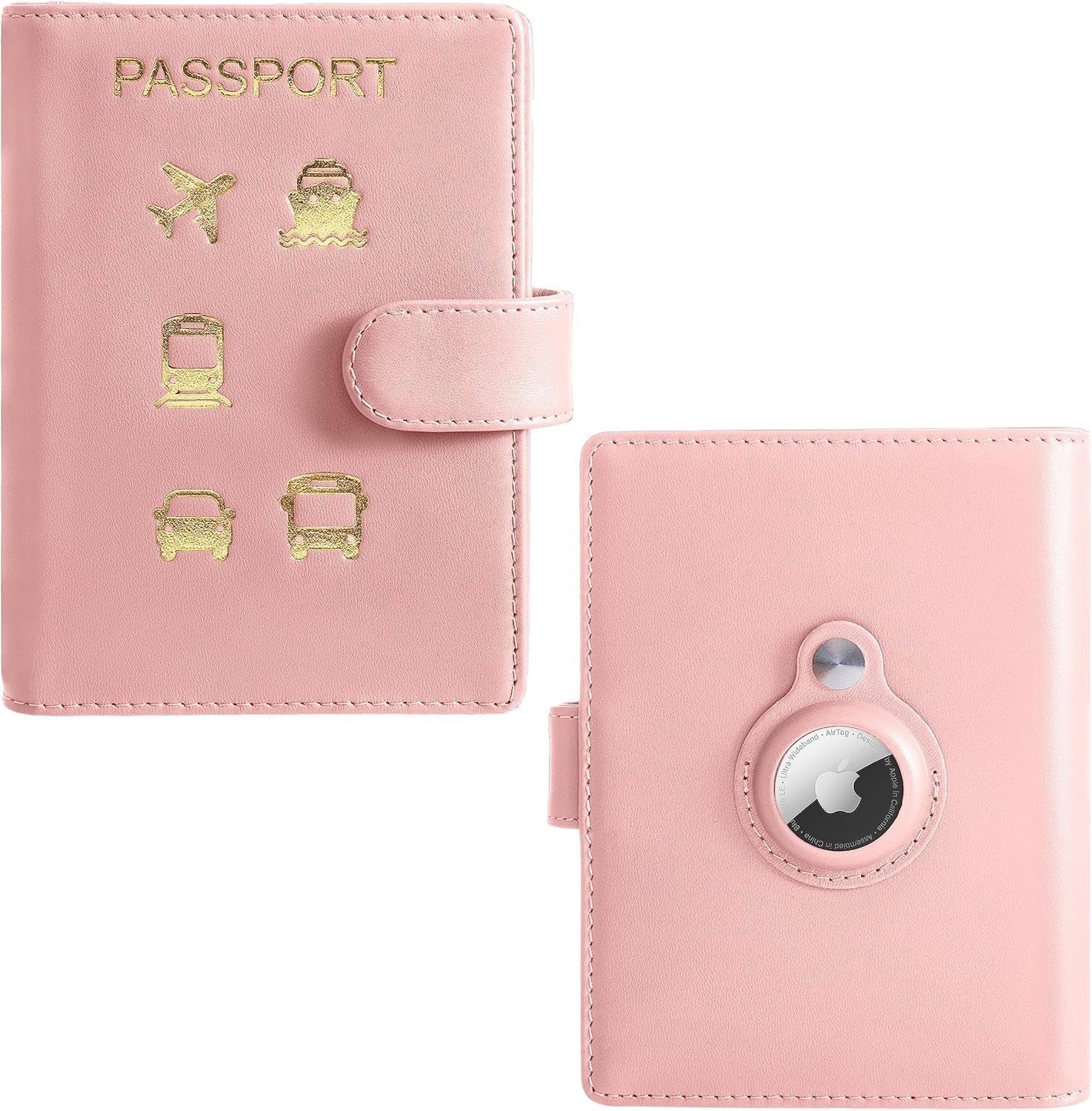 Vegan Leather AirTag Passport Wallet – RFID Blocking Travel Organizer - Abbycart