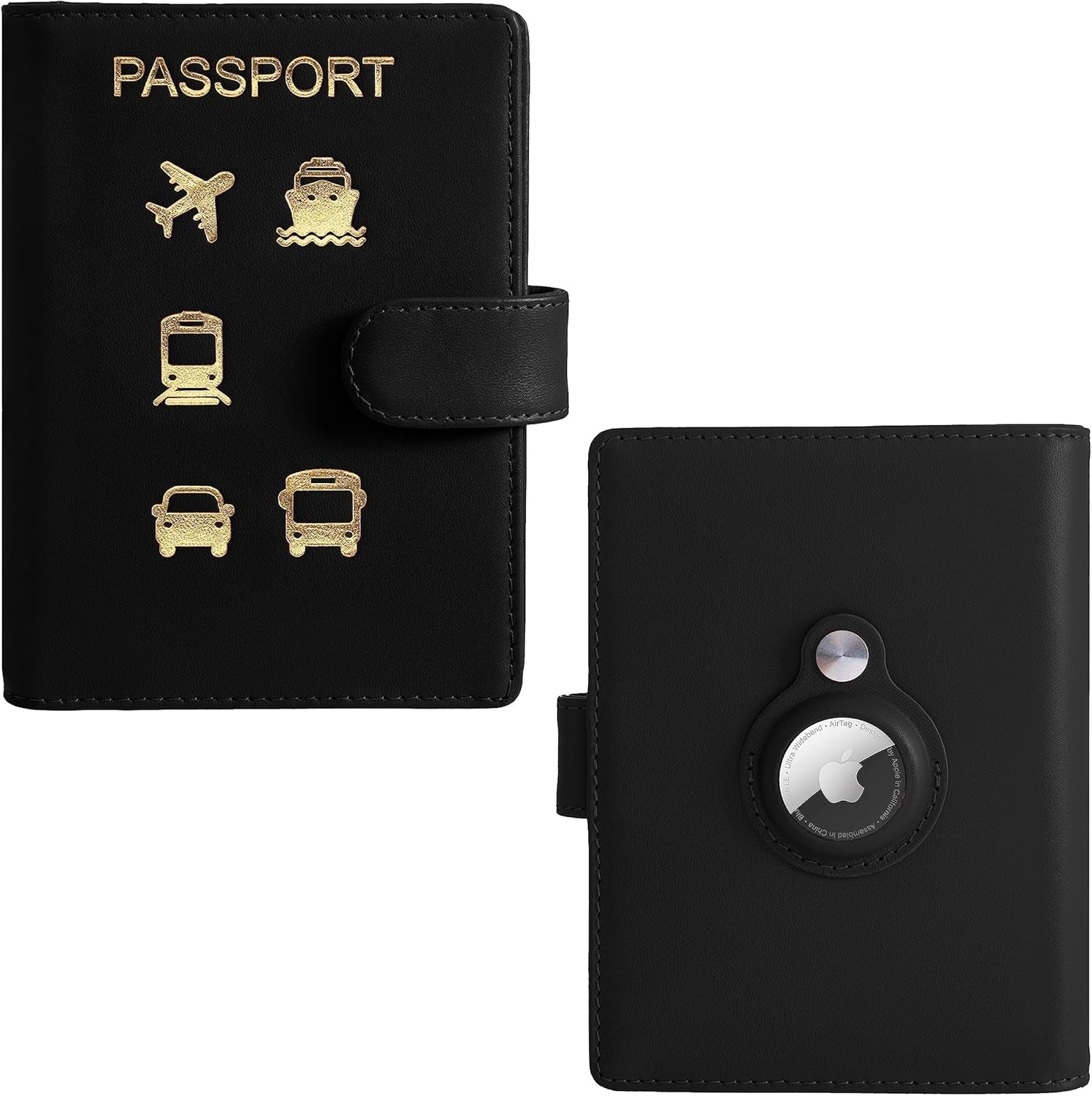 Vegan Leather AirTag Passport Wallet – RFID Blocking Travel Organizer - Abbycart