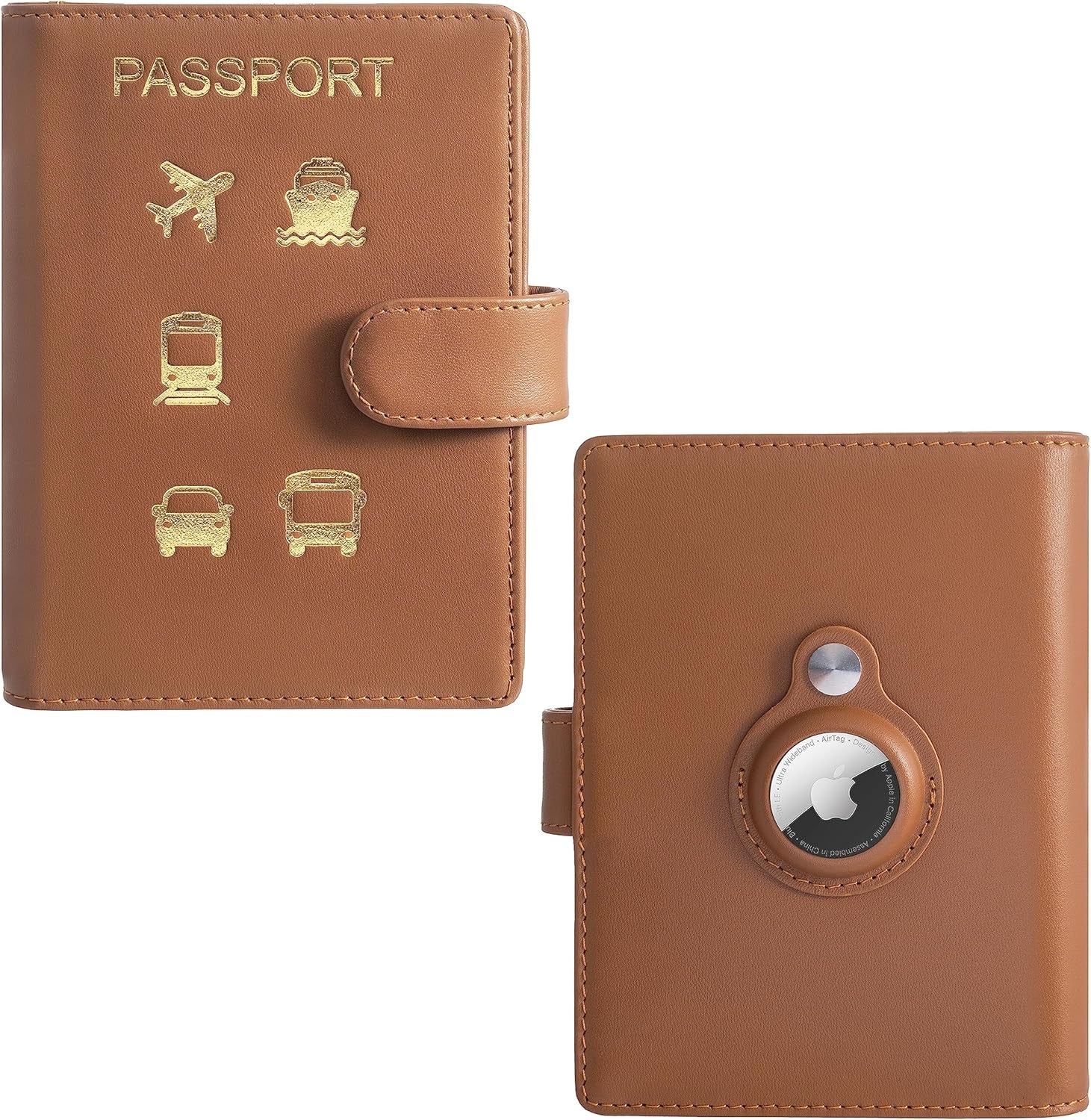 Vegan Leather AirTag Passport Wallet – RFID Blocking Travel Organizer - Abbycart