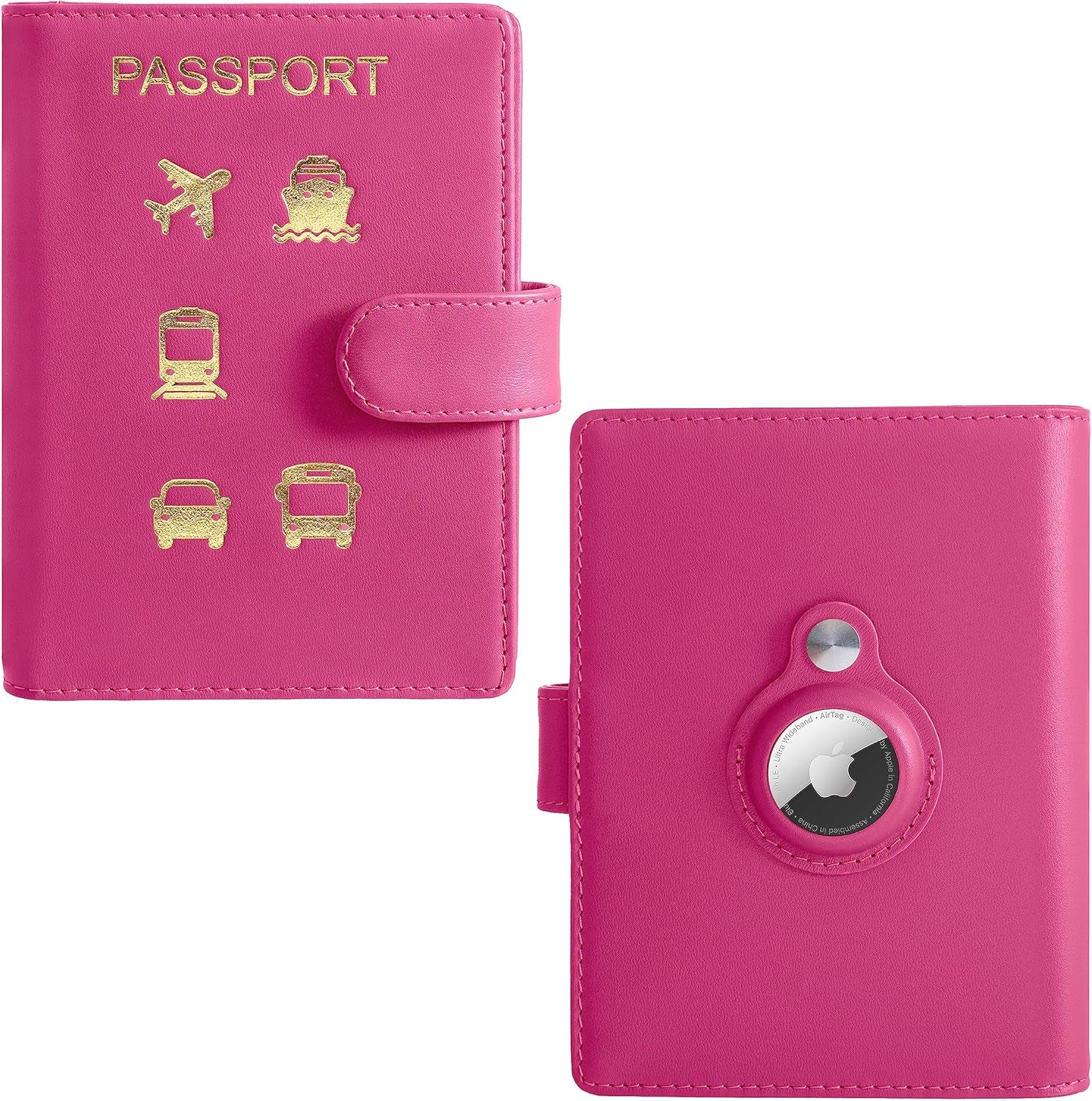 Vegan Leather AirTag Passport Wallet – RFID Blocking Travel Organizer - Abbycart