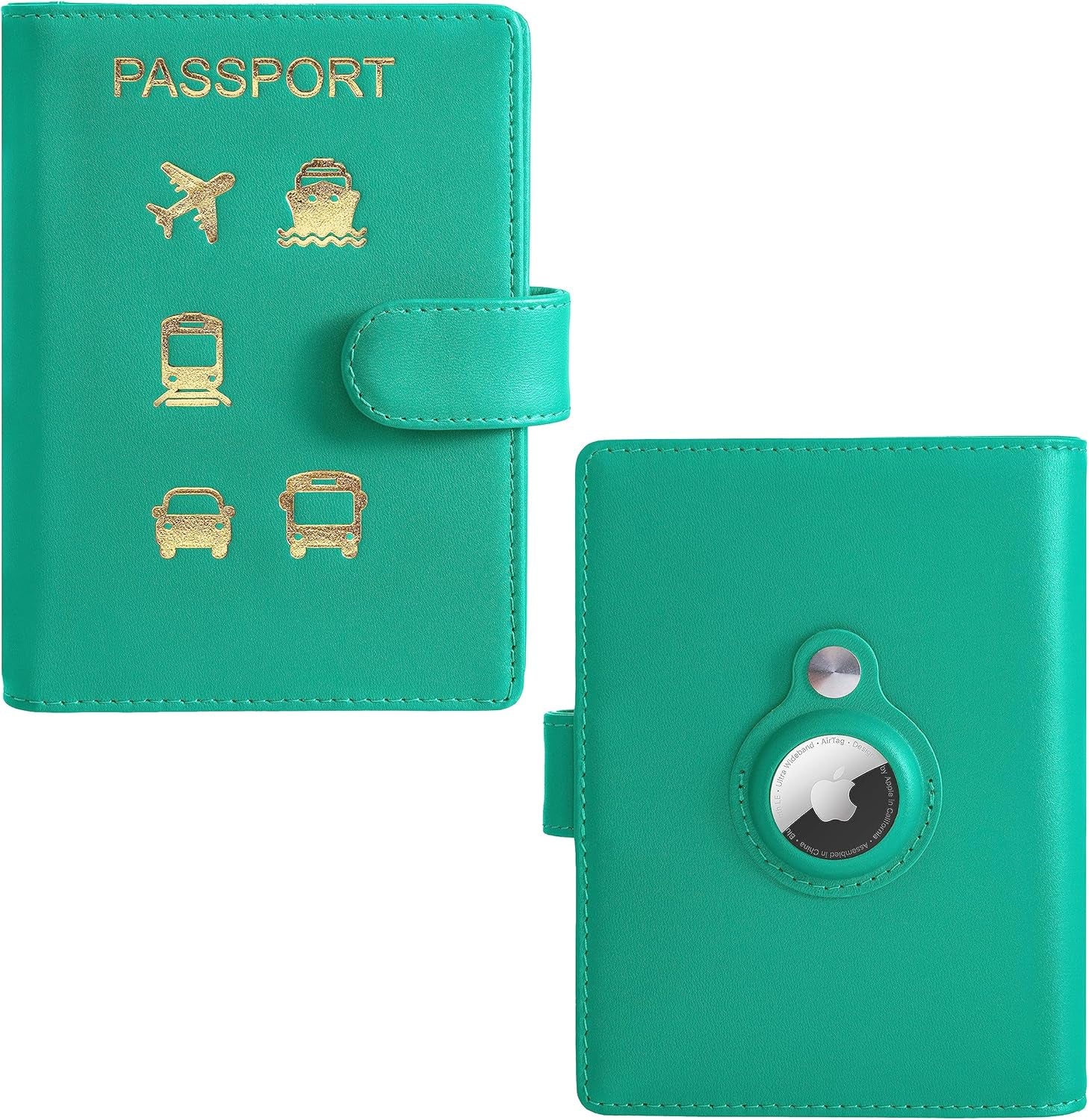 Vegan Leather AirTag Passport Wallet – RFID Blocking Travel Organizer - Abbycart