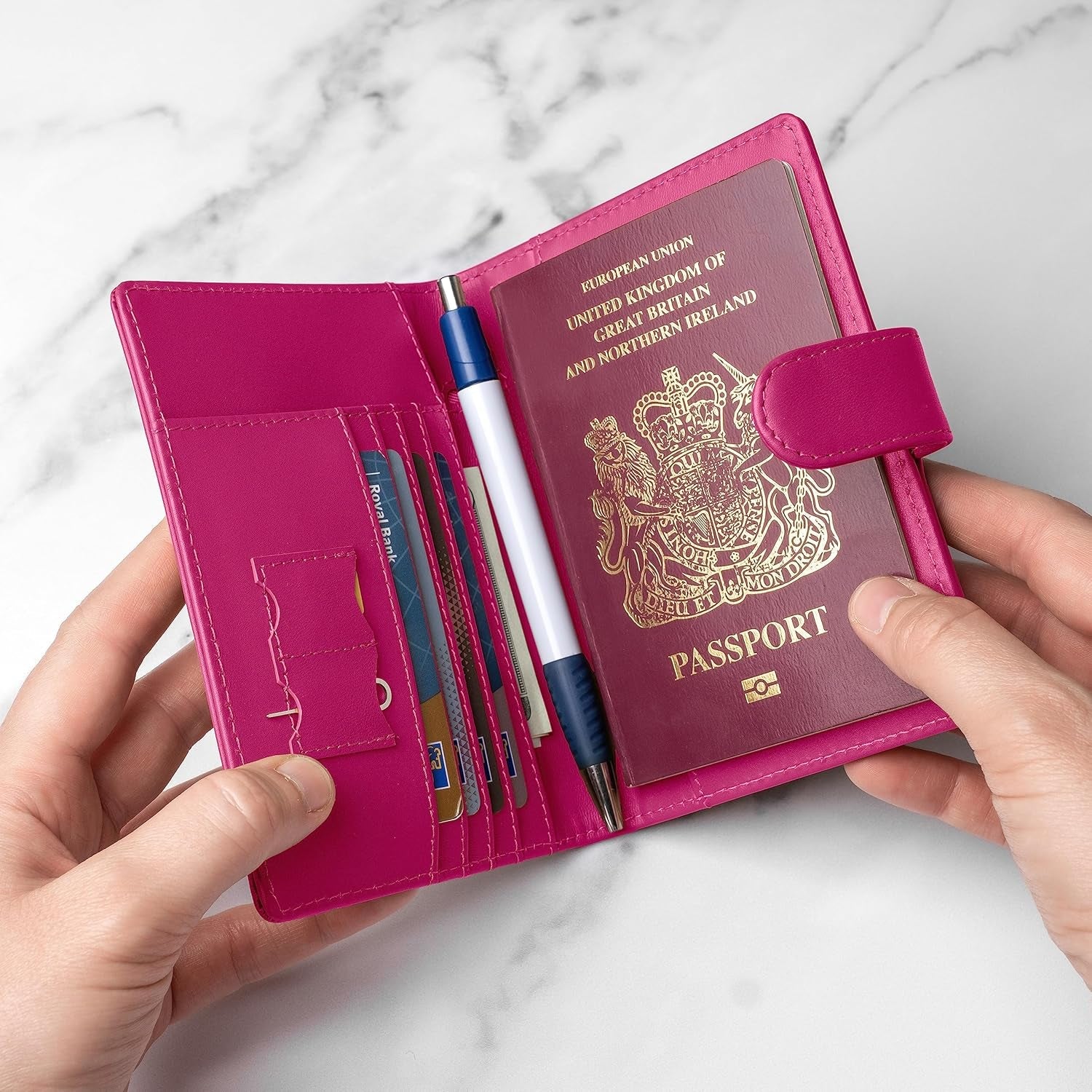 Vegan Leather AirTag Passport Wallet – RFID Blocking Travel Organizer - Abbycart