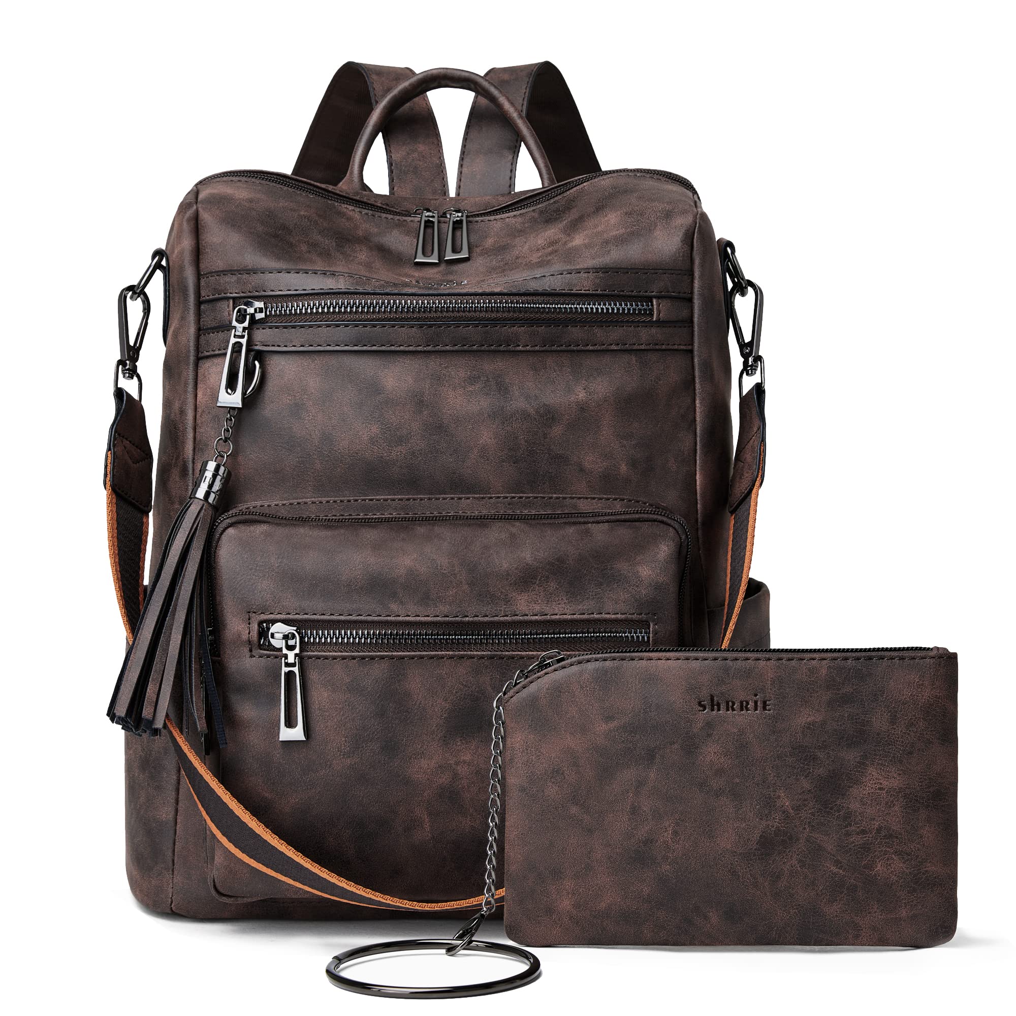 Vegan Leather Convertible Backpack Purse for Women with Laptop