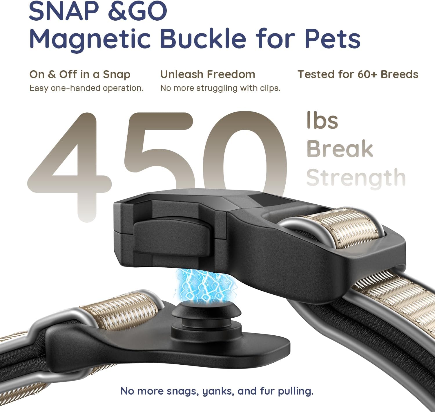 Waterproof AirTag Dog Collar for Large Dogs, Magnetic Buckle, Reflective