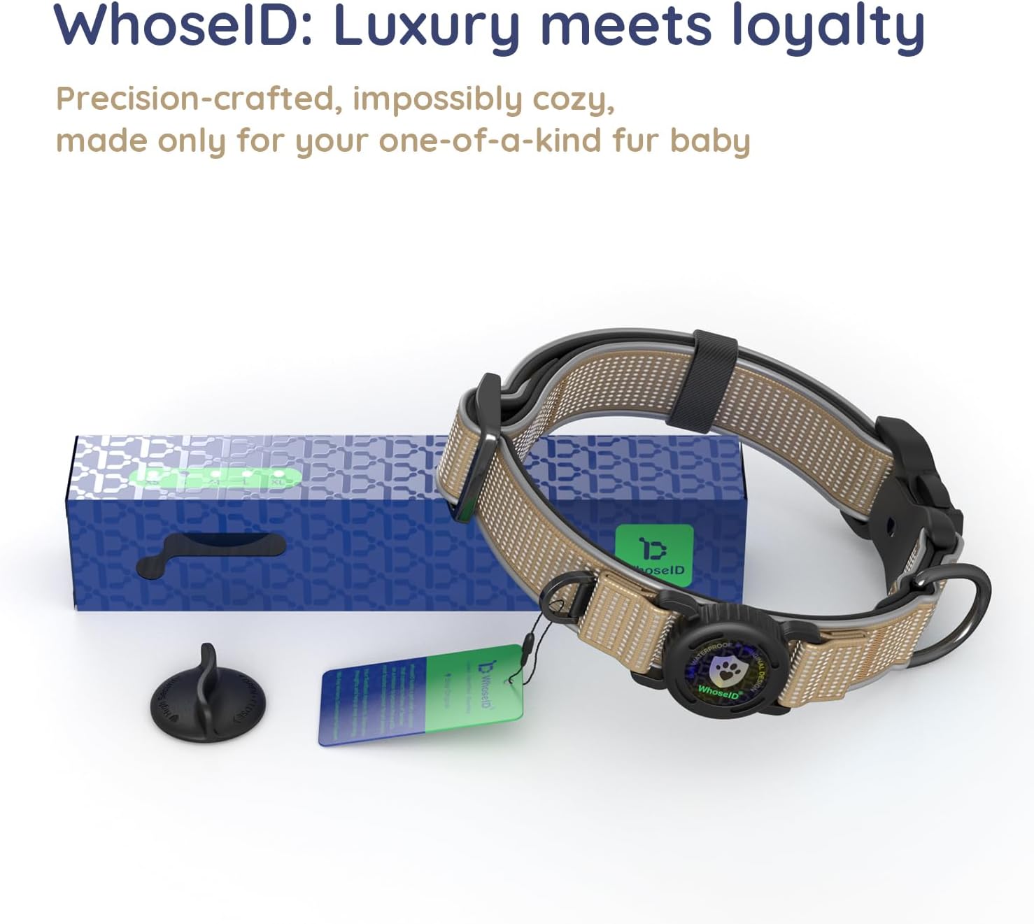 Waterproof AirTag Dog Collar for Large Dogs, Magnetic Buckle, Reflective