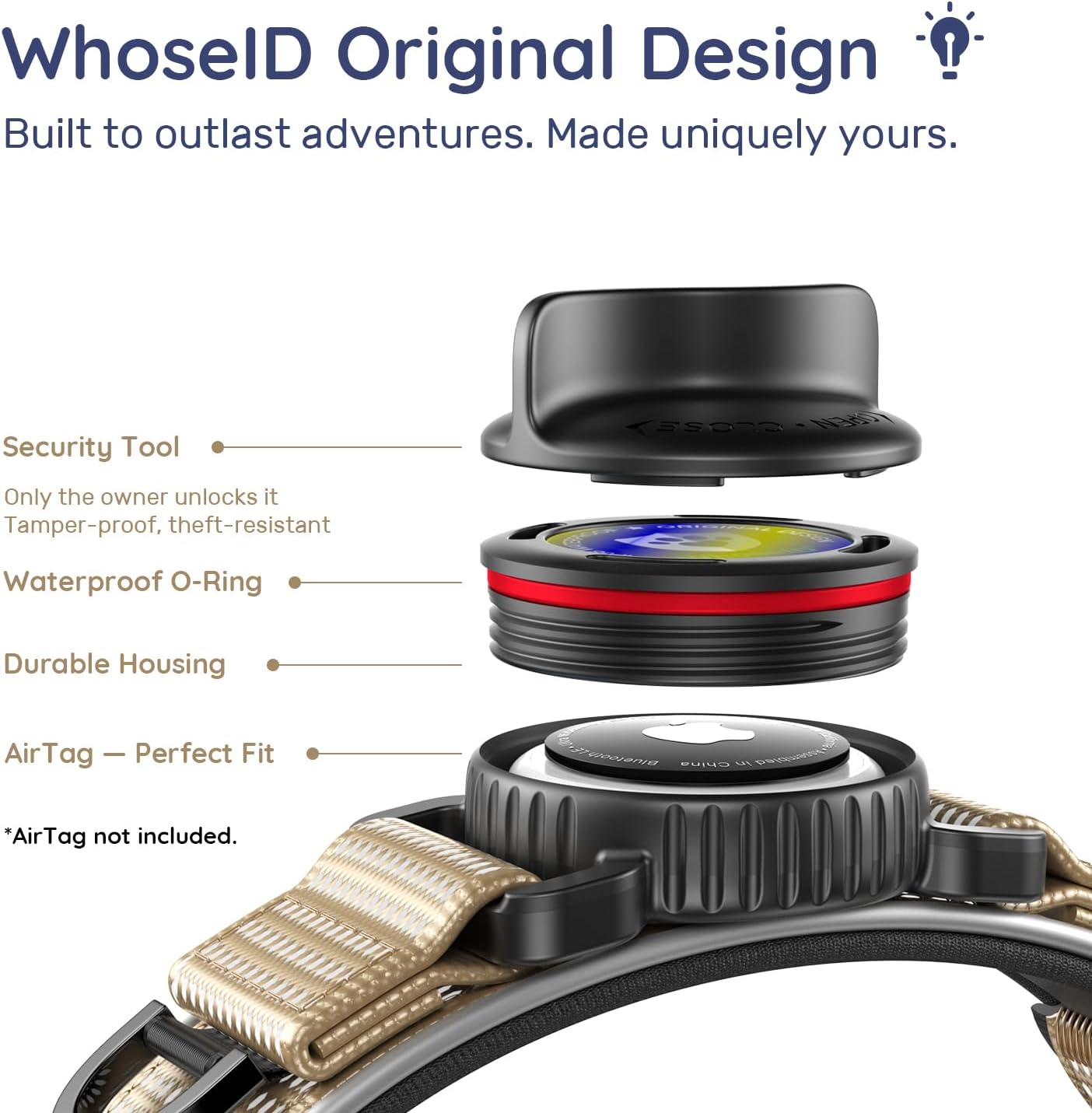 Waterproof AirTag Dog Collar for Large Dogs, Magnetic Buckle, Reflective