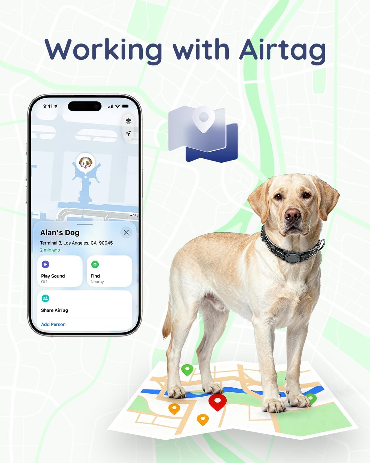 Waterproof AirTag Dog Collar Reflective Heavy Duty Adjustable