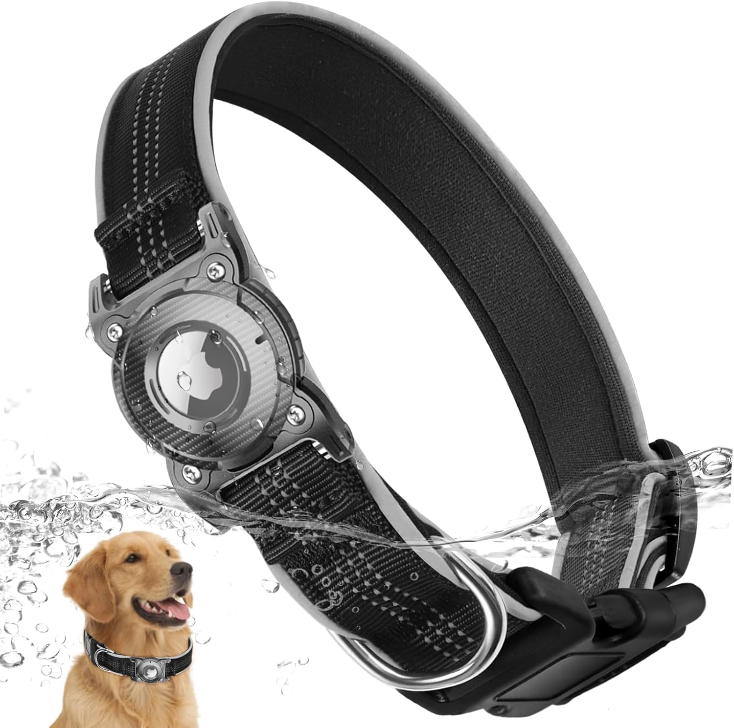 Waterproof AirTag Dog Collar – Reflective, Heavy-Duty & Padded for Small to Large Dogs