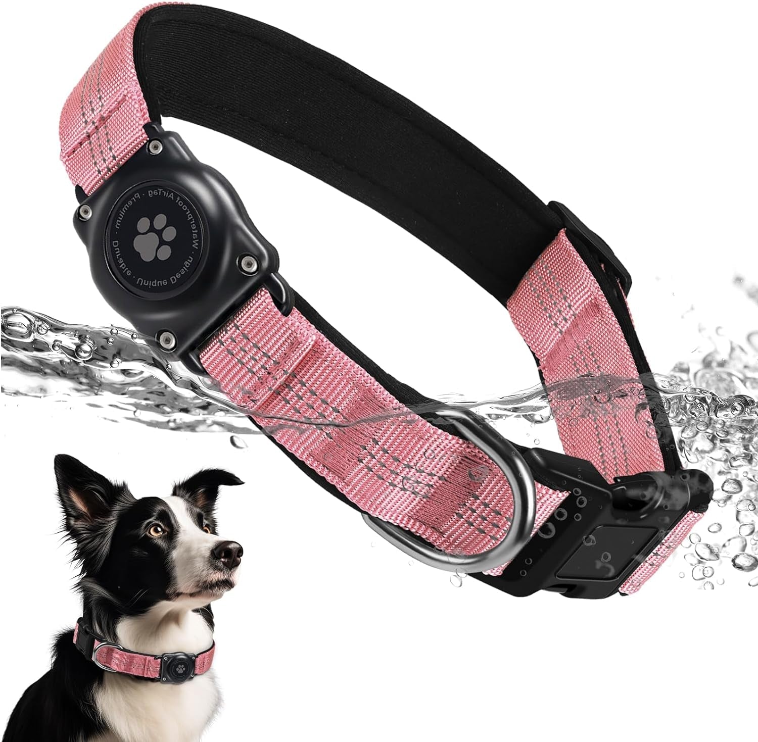Waterproof Airtag Dog Collar – Reflective, Padded, Ultra - Durable AirTag Holder for Small, Medium, Large Dogs - Abbycart