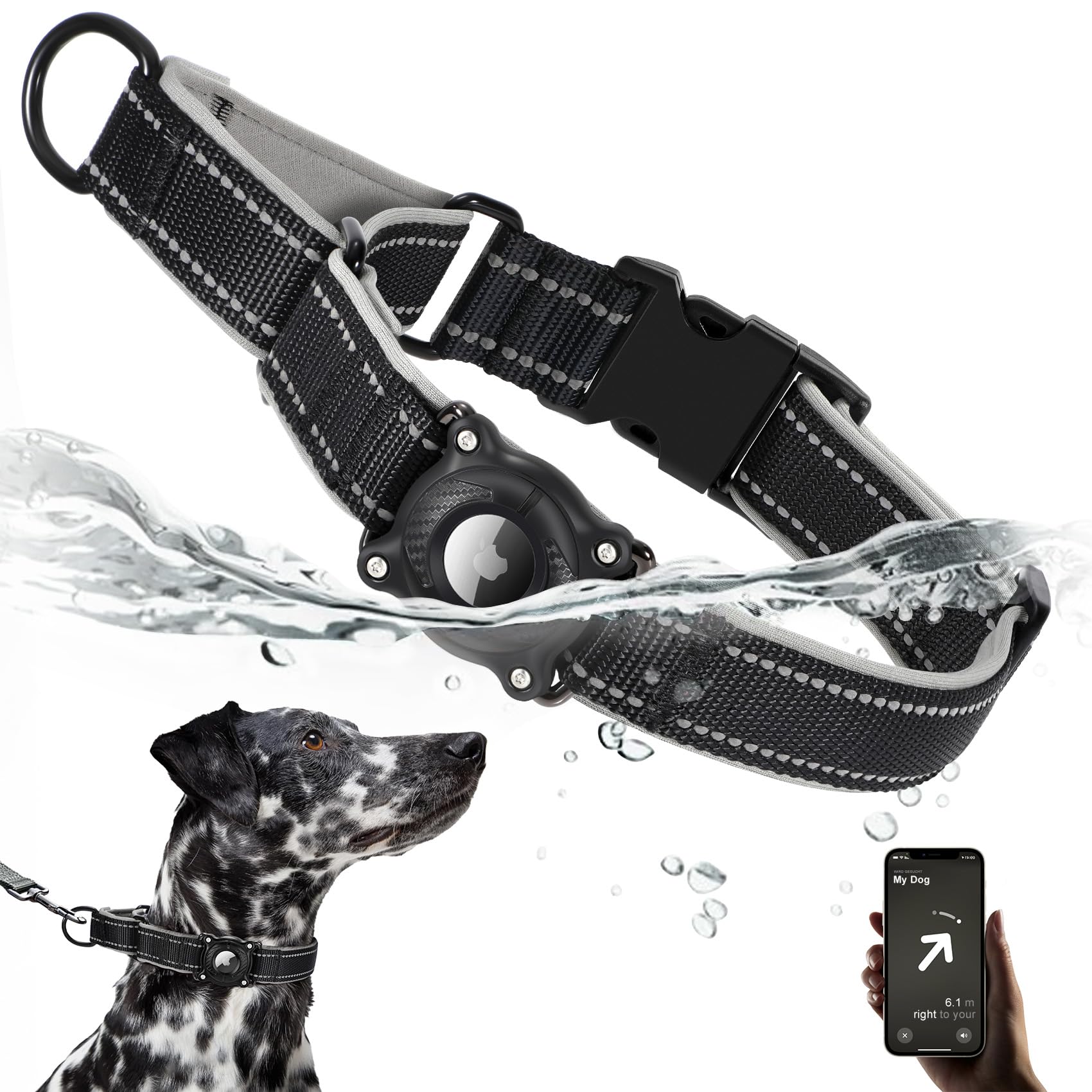 Waterproof Airtag Dog Collar with Martingale & Reflective Design - Abbycart