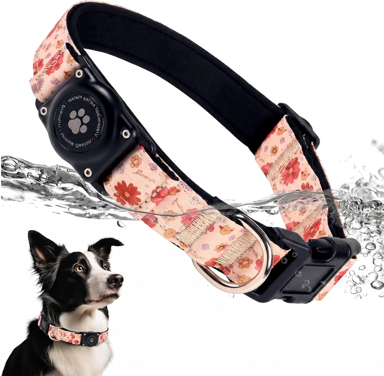 Waterproof AirTag Dog Collar with Reflective Padding & Secure Holder