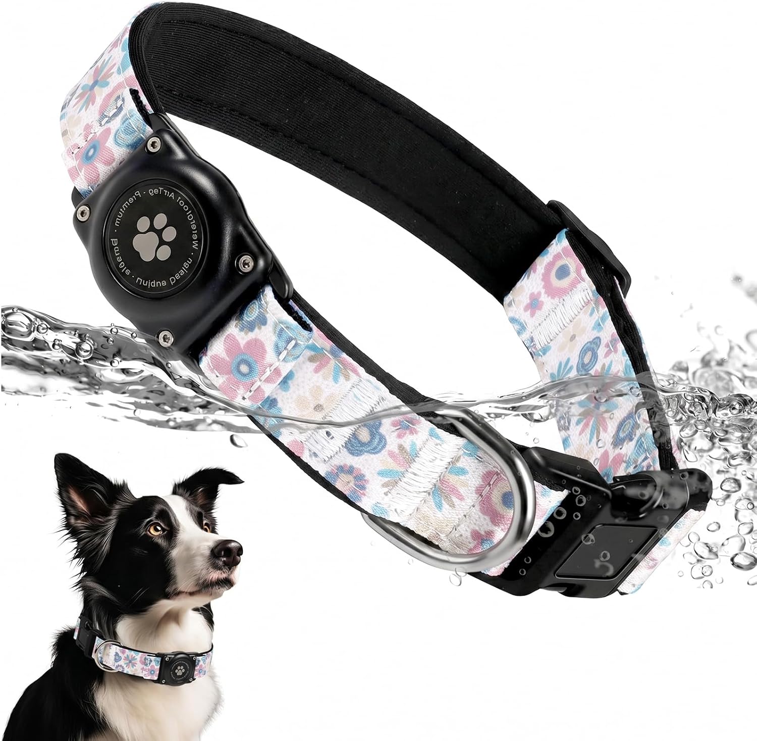 Waterproof AirTag Dog Collar with Reflective Padding & Secure Holder