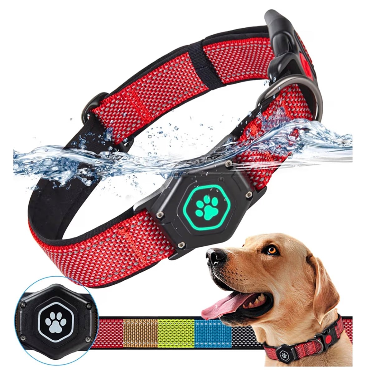 Waterproof Airtag Dog Collar with Reflective Stitching – Adjustable & Durable for Small, Medium & Large Dogs