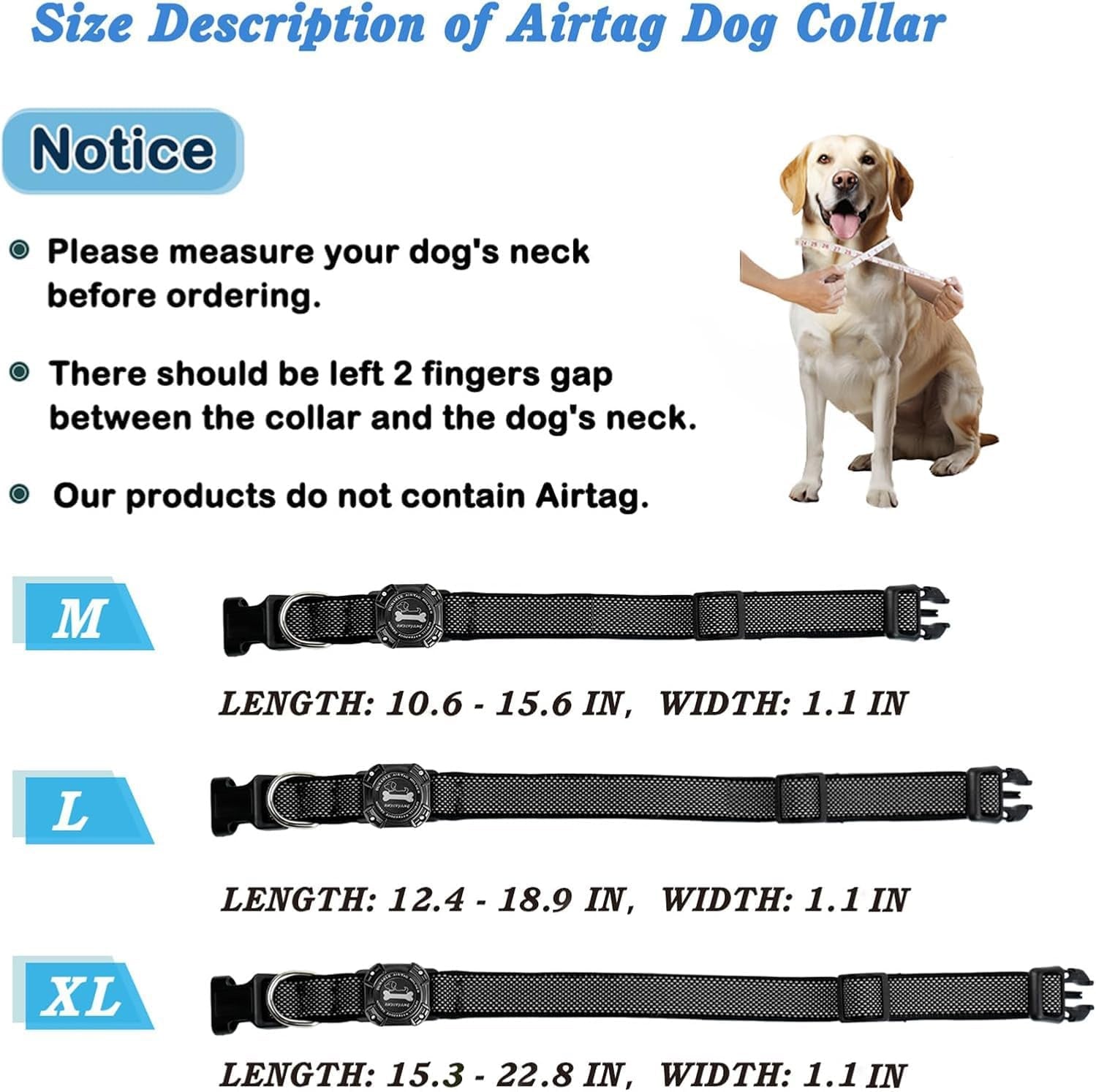 Waterproof Airtag Dog Collar with Reflective Stitching – Adjustable & Durable for Small, Medium & Large Dogs - Abbycart