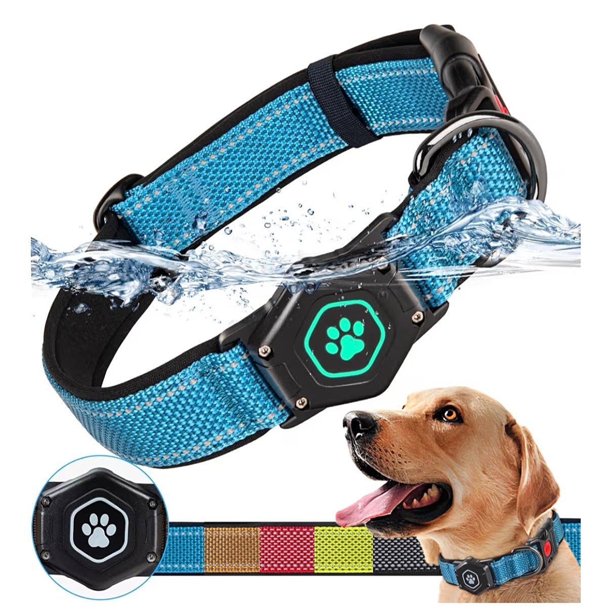 Waterproof Airtag Dog Collar with Reflective Stitching – Adjustable & Durable for Small, Medium & Large Dogs