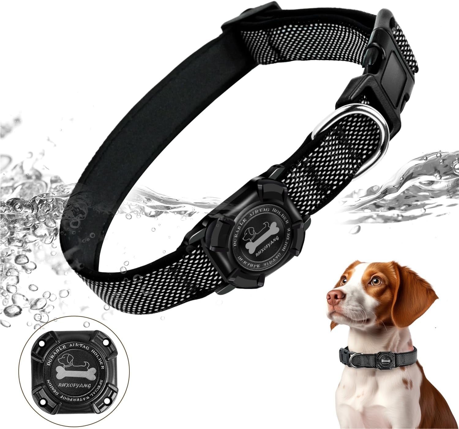Waterproof Airtag Dog Collar with Reflective Stitching – Adjustable & Durable for Small, Medium & Large Dogs - Abbycart