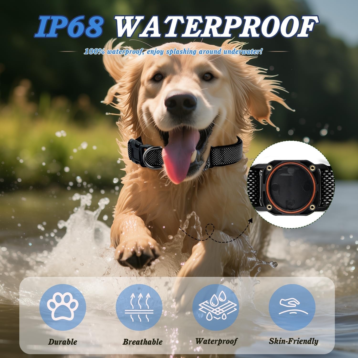 Waterproof Airtag Dog Collar with Reflective Stitching – Adjustable & Durable for Small, Medium & Large Dogs - Abbycart