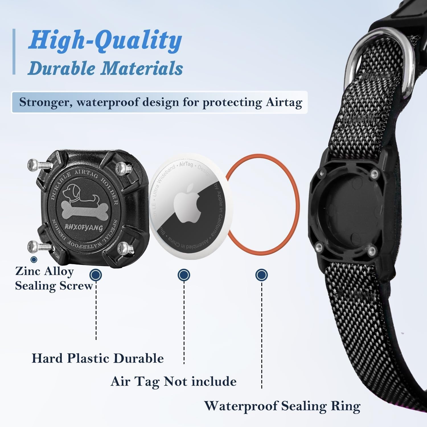 Waterproof Airtag Dog Collar with Reflective Stitching – Adjustable & Durable for Small, Medium & Large Dogs - Abbycart