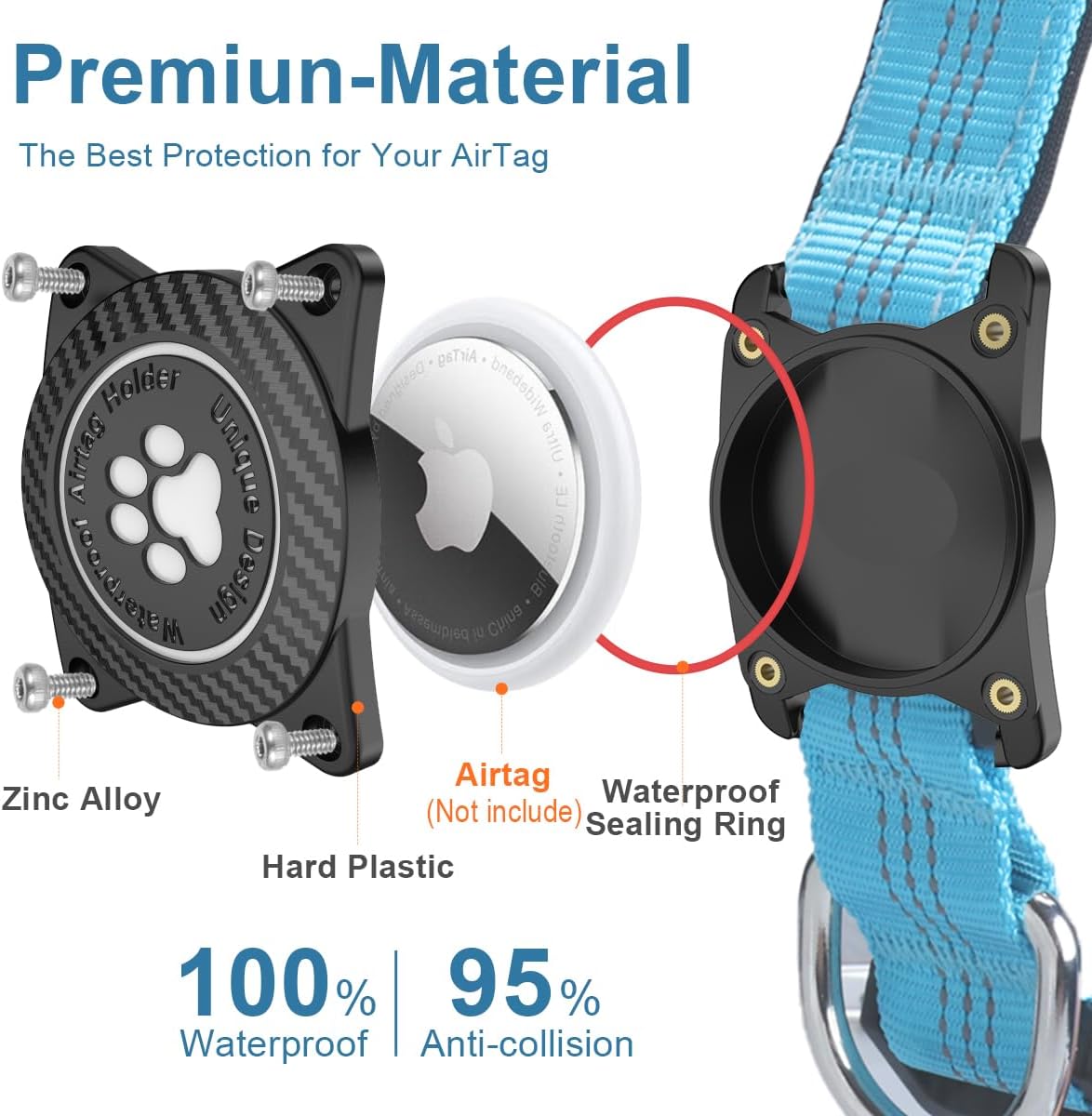 Waterproof AirTag Dog Collar with Reflective Strap - Abbycart
