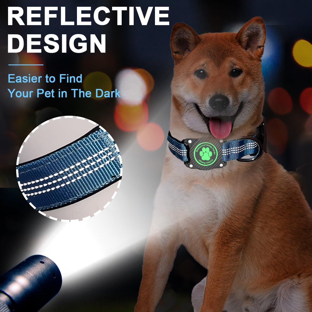 Waterproof AirTag Dog Collar with Reflective Strap - Abbycart