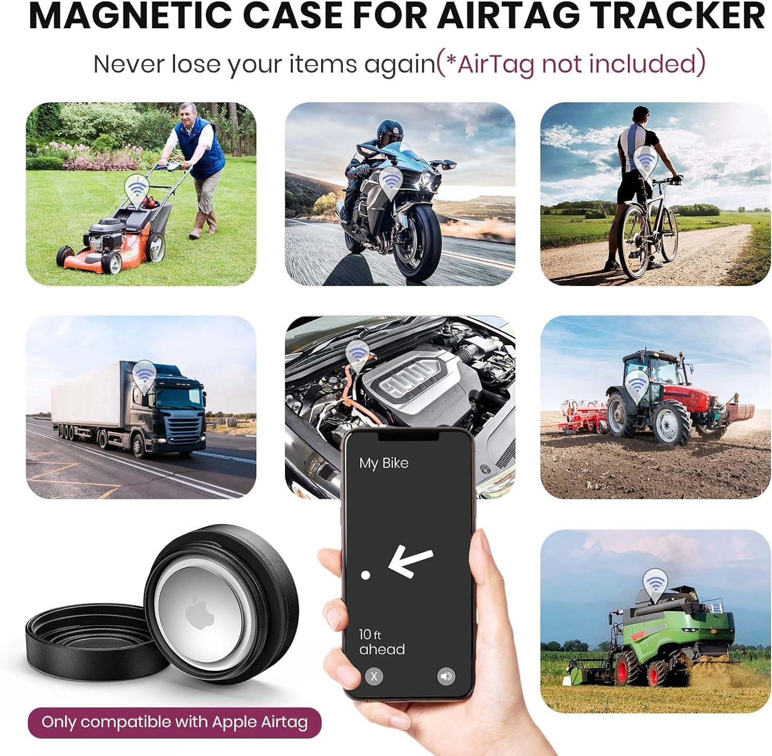 Waterproof Magnetic AirTag Holder – Durable, Shatterproof Case for Apple AirTag with Strong N52 Magnet and 3M Adhesive for Secure Tracking on Vehicles and Equipment - Abbycart
