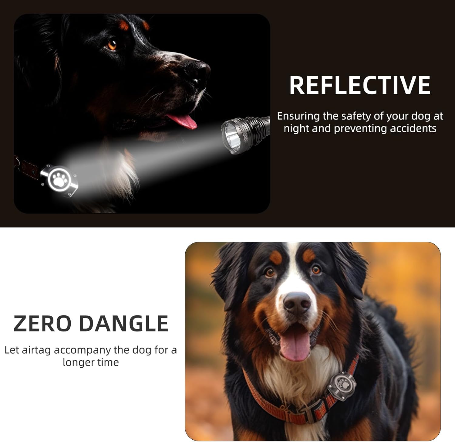 Waterproof Reflective AirTag Dog Collar Holder – Secure, Durable, No - Dangle Design for All Collars (AirTag Not Included) - Abbycart