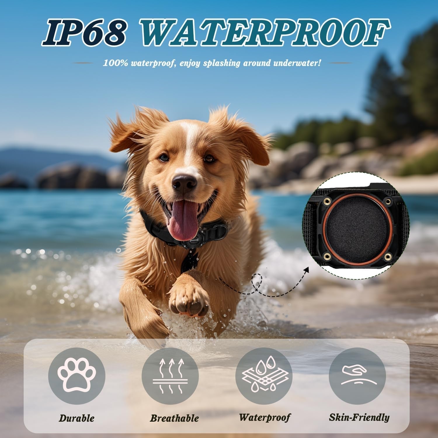Waterproof Tactical Dog Collar with Integrated AirTag Holder and Control Handle for Medium to Large Breeds - Abbycart