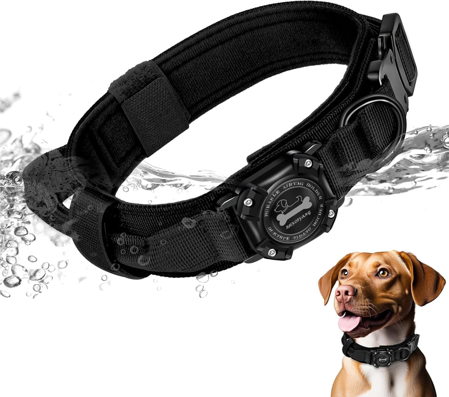 Waterproof Tactical Dog Collar with Integrated AirTag Holder and Control Handle for Medium to Large Breeds - Abbycart