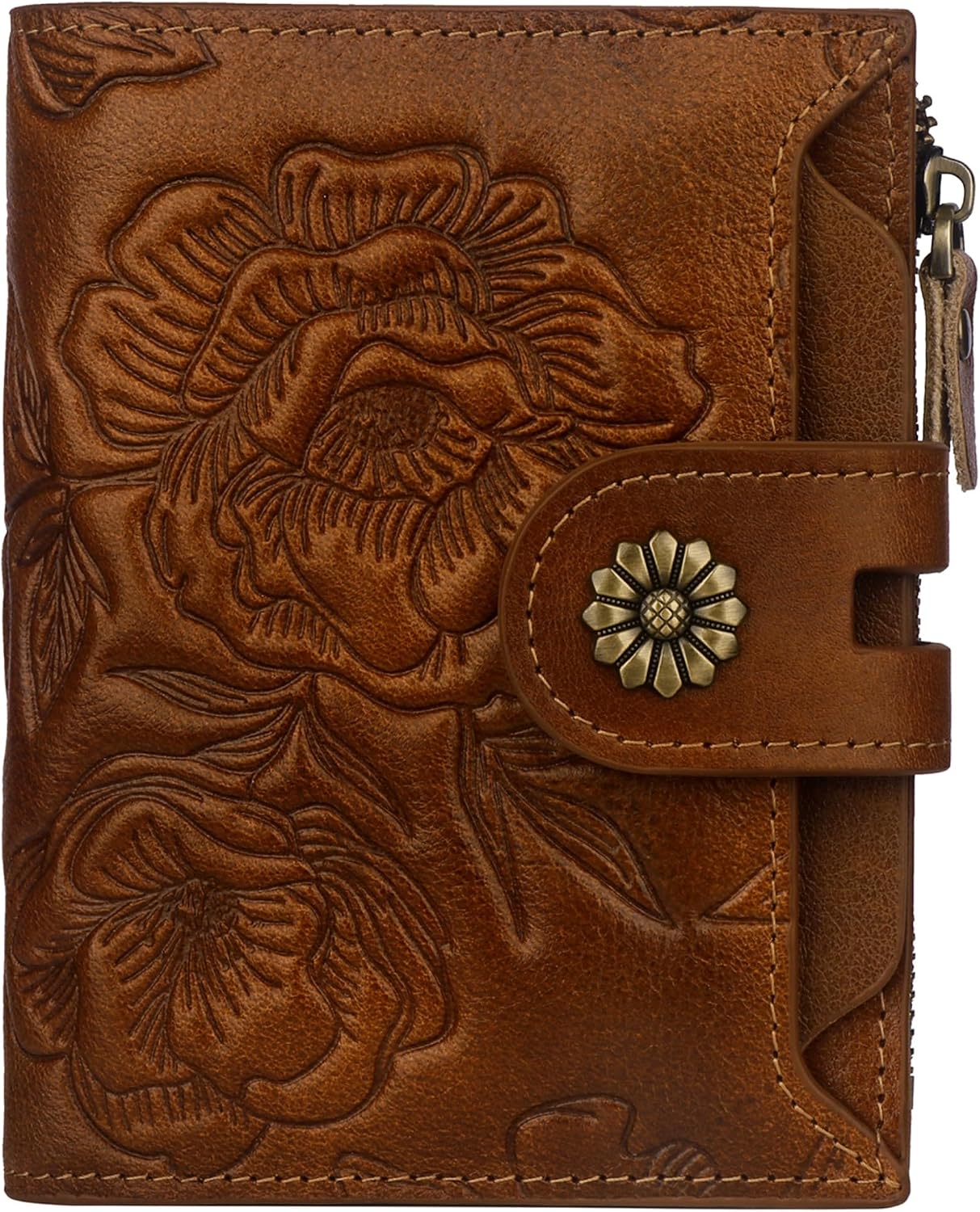 Women Leather Wallet RFID Blocking Compact Bifold Card Holder