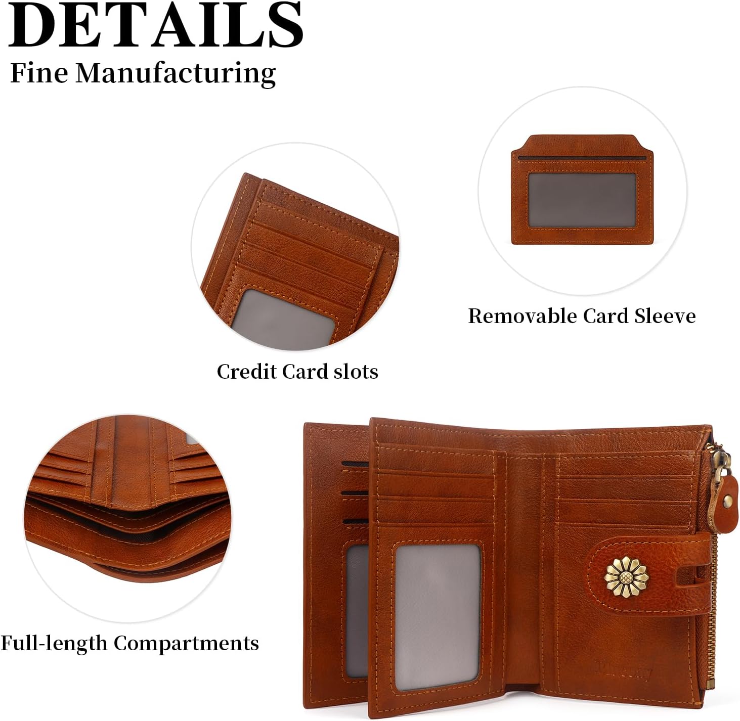Women Leather Wallet RFID Blocking Compact Bifold Card Holder