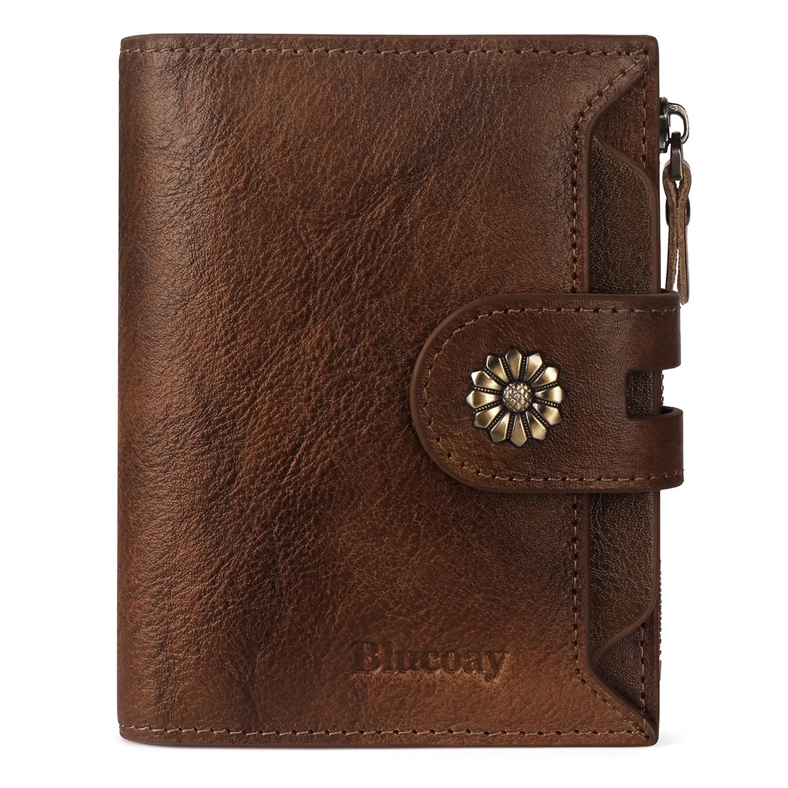Women Leather Wallet RFID Blocking Compact Bifold Card Holder