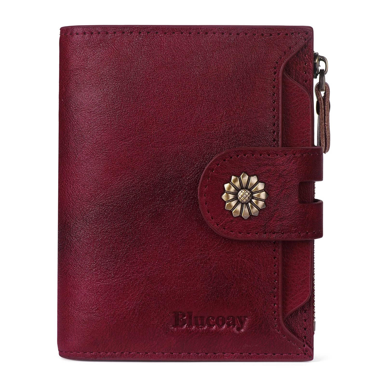 Women Leather Wallet RFID Blocking Compact Bifold Card Holder