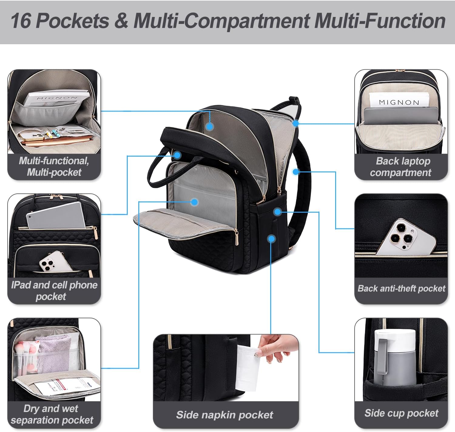 Tealari Laptop Backpack for Women,15.6 Inch Laptop Backpack for Work,Water Resistant Travel Backpack,College Bookbag with Wallet