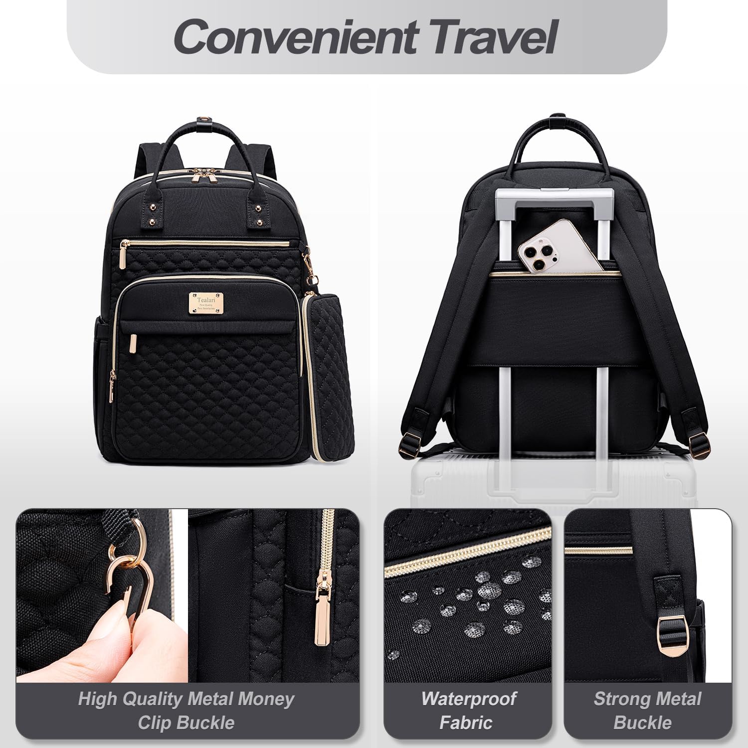 Tealari Laptop Backpack for Women,15.6 Inch Laptop Backpack for Work,Water Resistant Travel Backpack,College Bookbag with Wallet