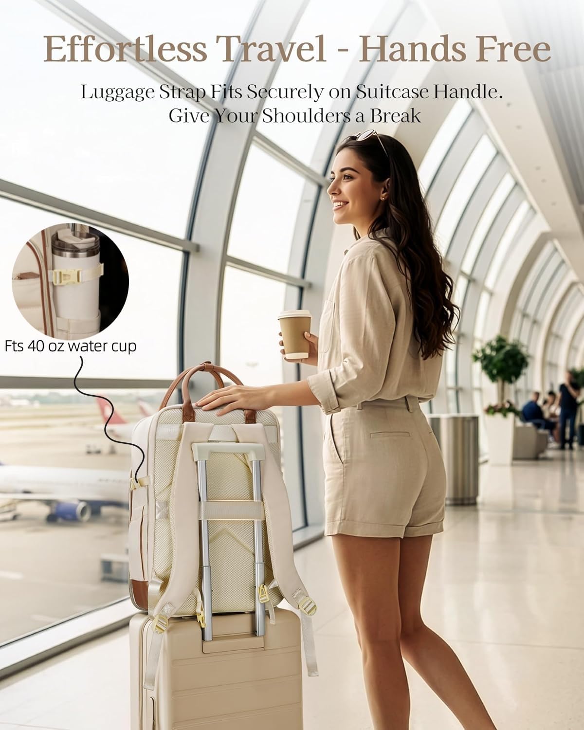 Quilted Travel Backpack with Hot Hair Travel Bag, 4-Piece Set