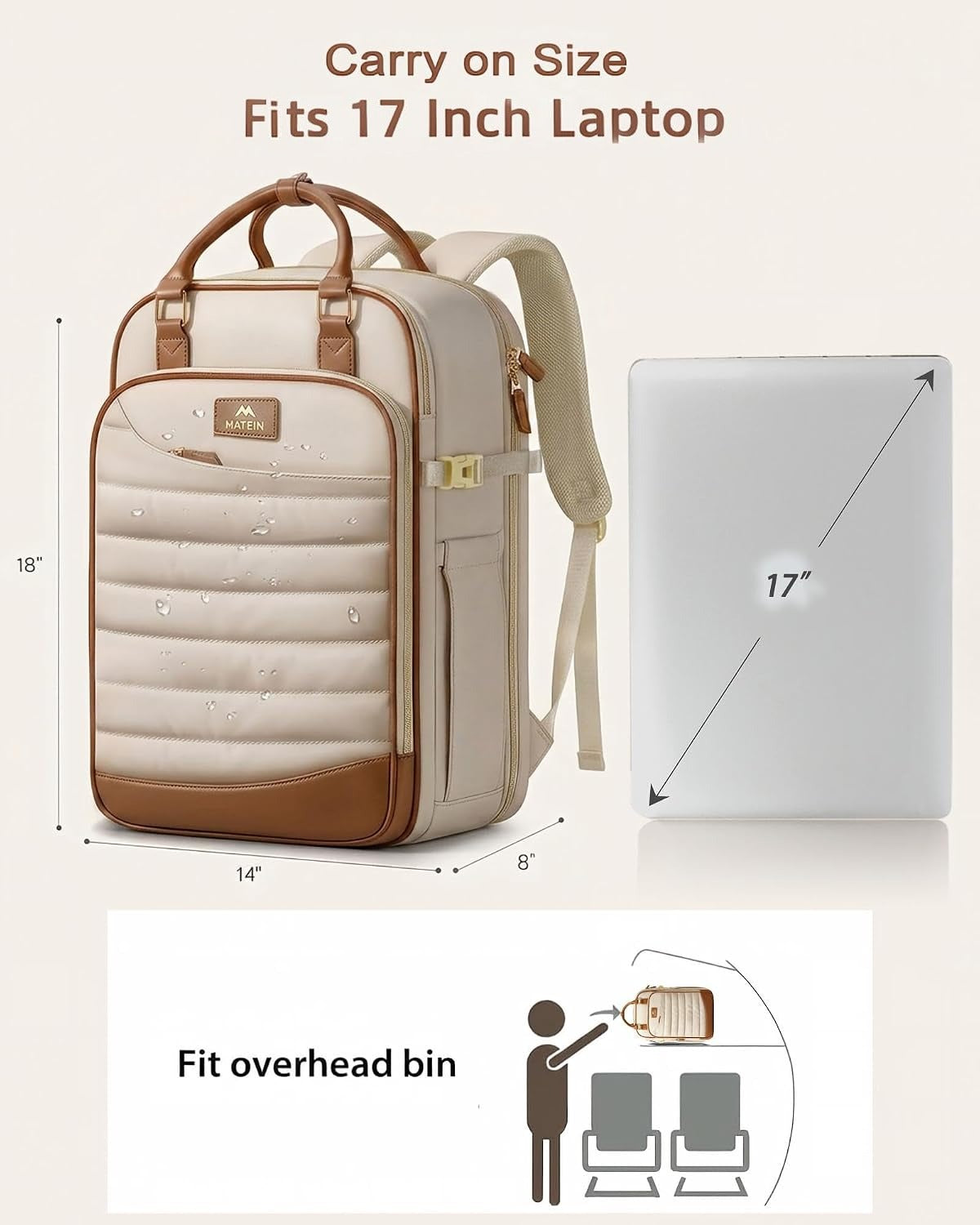 Quilted Travel Backpack with Hot Hair Travel Bag, 4-Piece Set