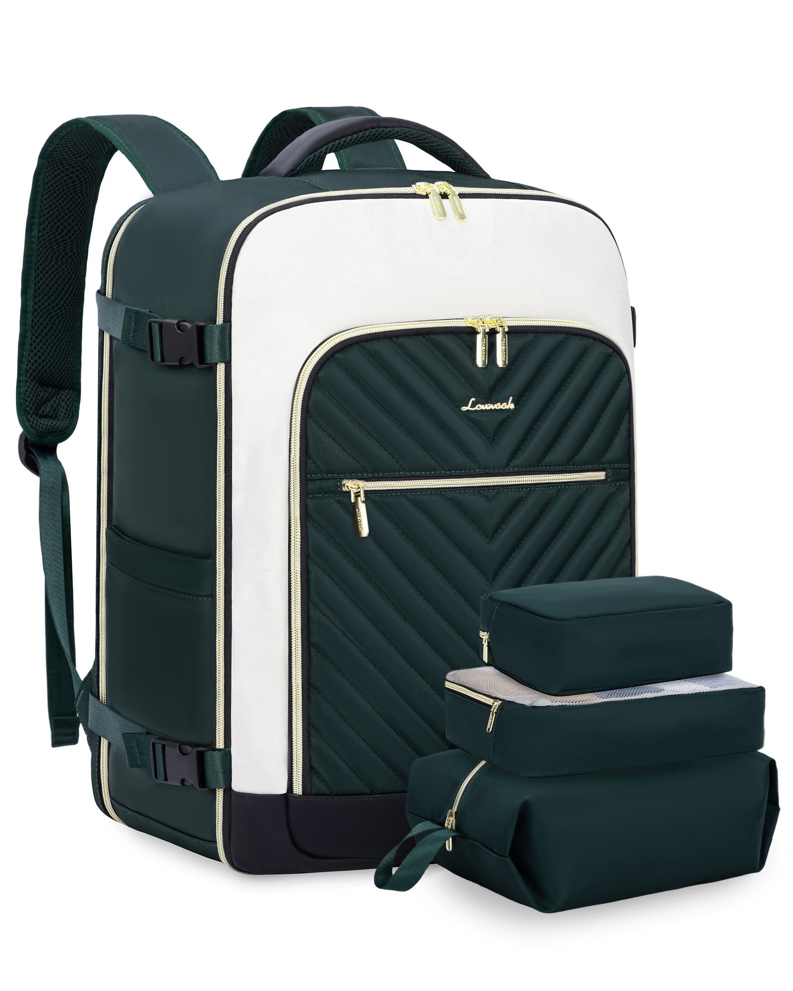 Women’s 40L Carry On Travel Backpack with Laptop Sleeve & Packing Cubes