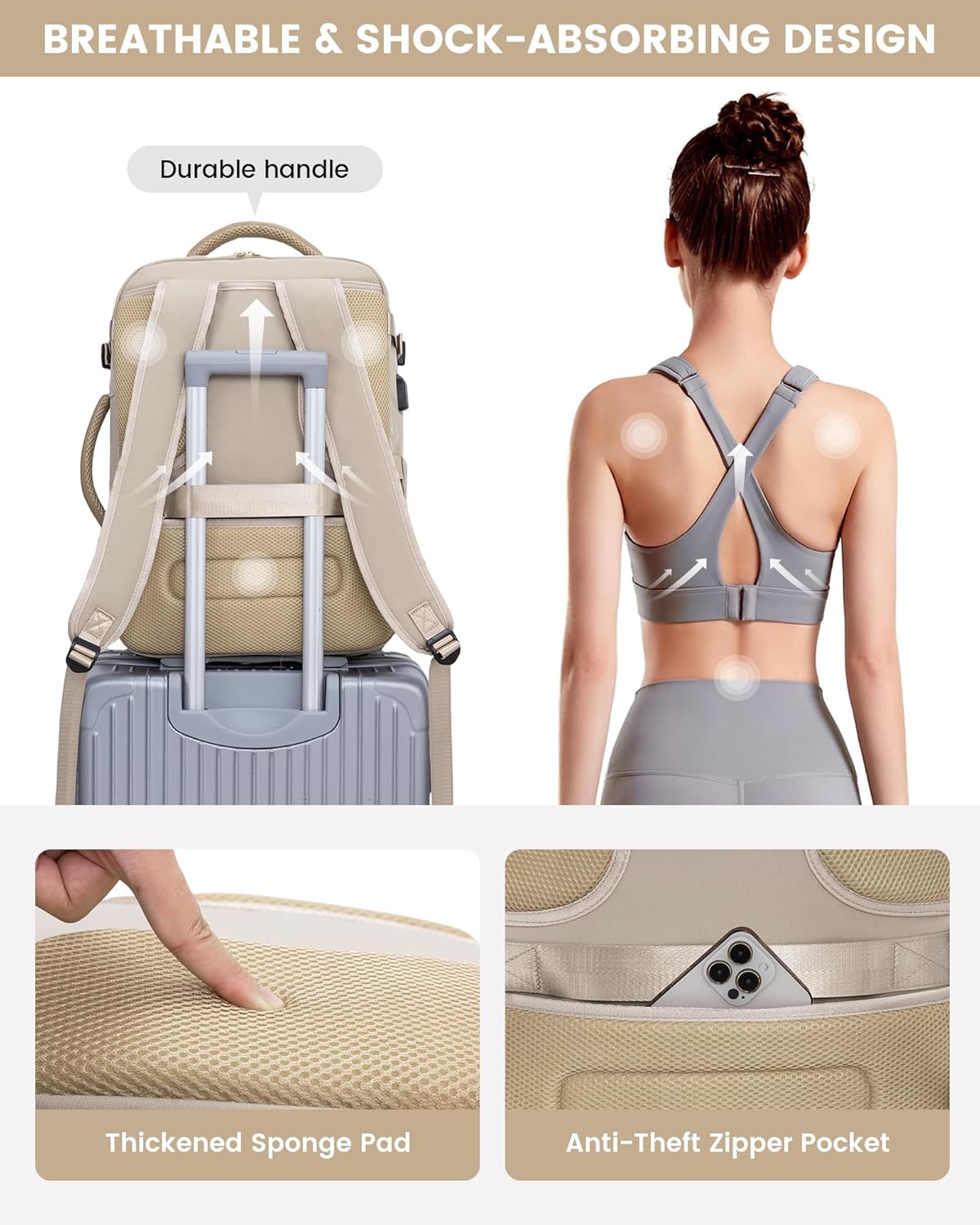 LOVEVOOK Large Travel Backpack for Women, TSA Carry on Backpack for Airplanes, 40L Personal Item Travel Bag for Women fits 17" Laptop,Waterproof Carry on Bag Airplane Approved with 3 Packing Cubes