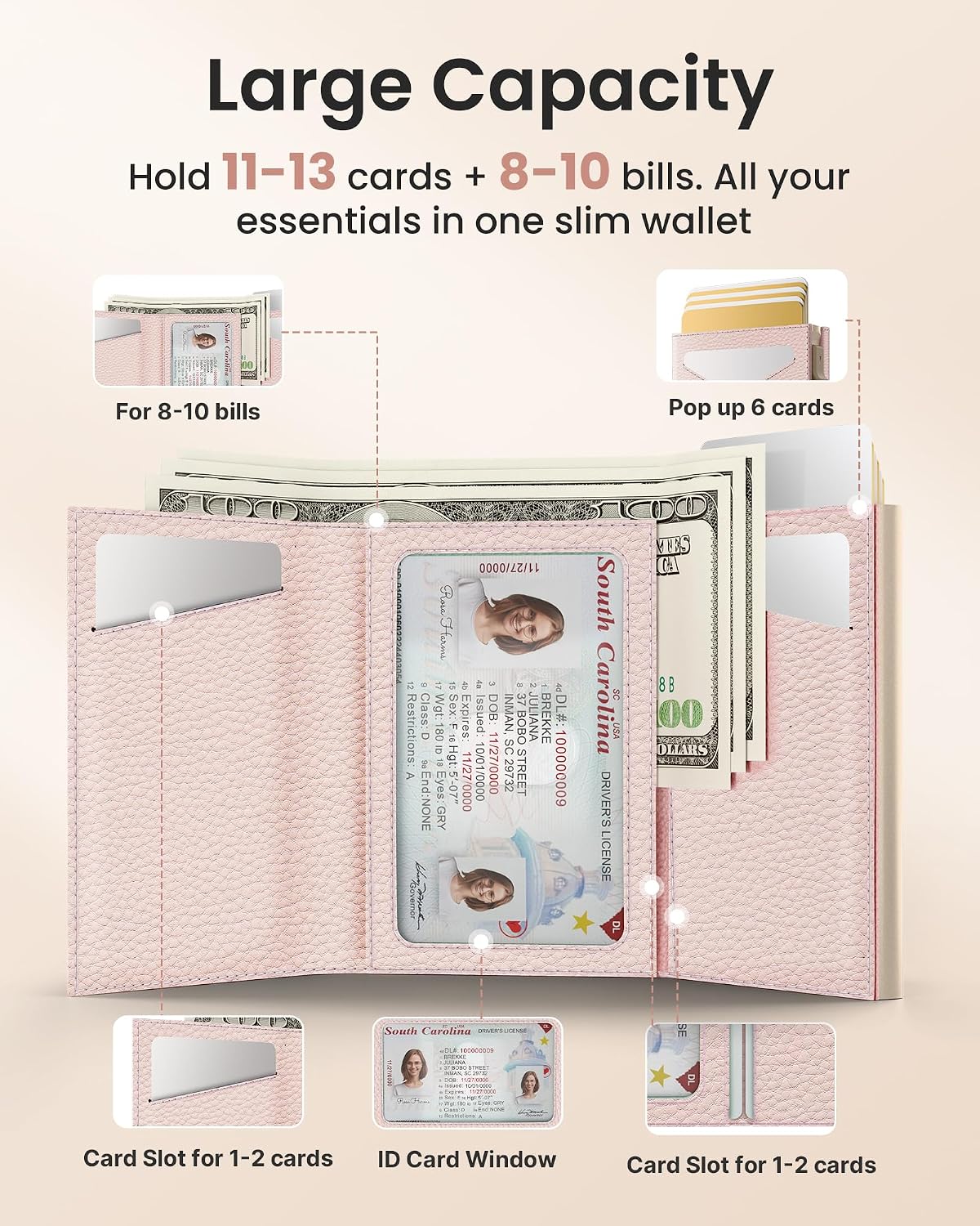 typecase Small Women Wallet for AirTag, Slim RFID Genuine Leather Wallet