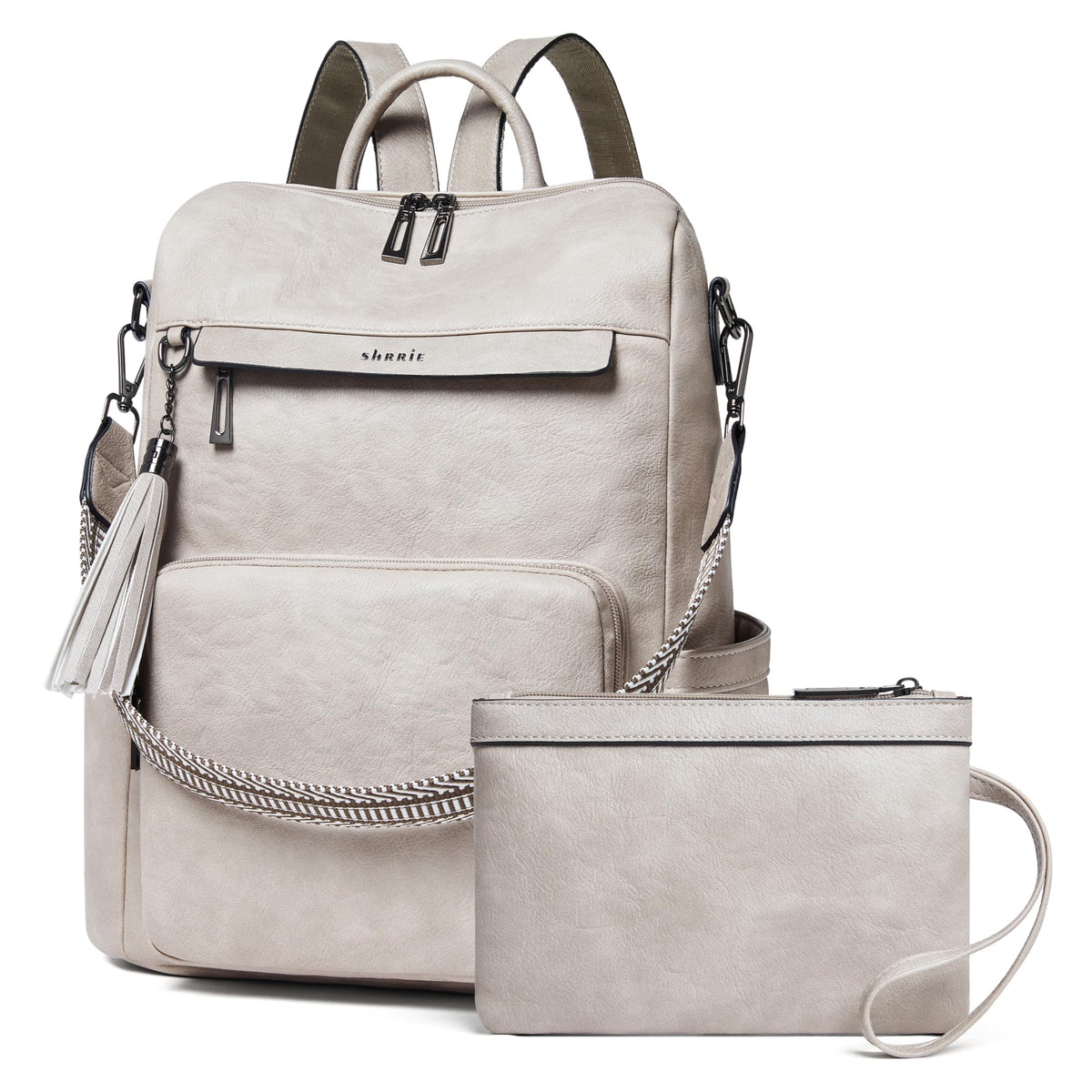 Leather Laptop Backpack Purse for Women 15.6 Inch with 9 Pockets