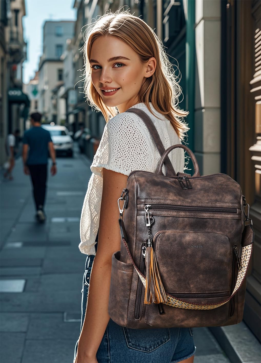 Vegan Leather Laptop Backpack for Women 15.6 inch Work Backpack Fashion Travel Backpack Purse for Travel College Work