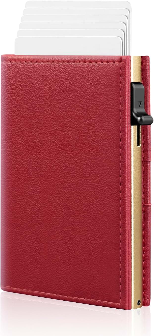 Women's Purple RFID Wallet with Pop-Up Holder, Slim Trifold Design