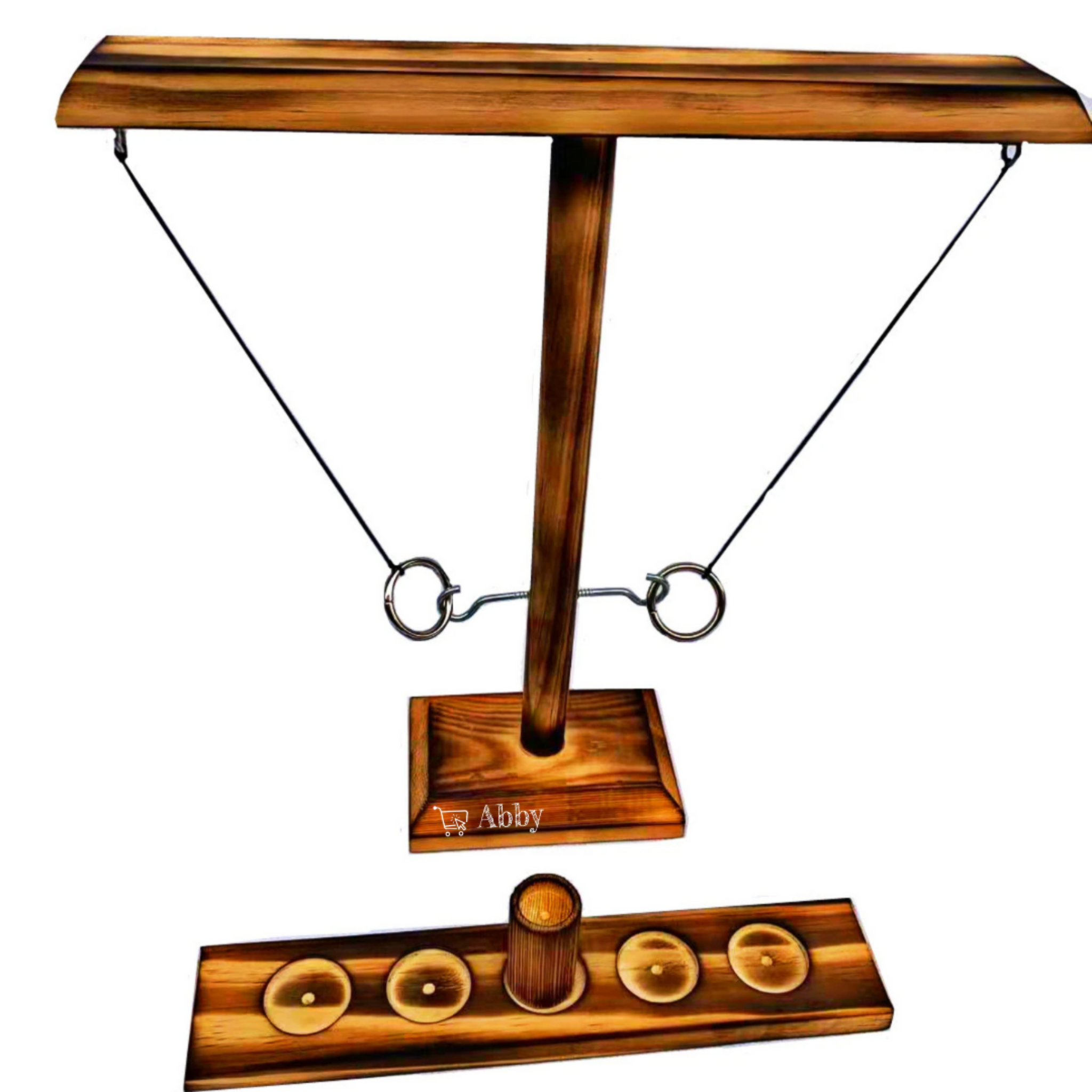 Abby™ Handmade Wooden Ring Toss with Shot Ladder - Party Bar Game - Abbycart