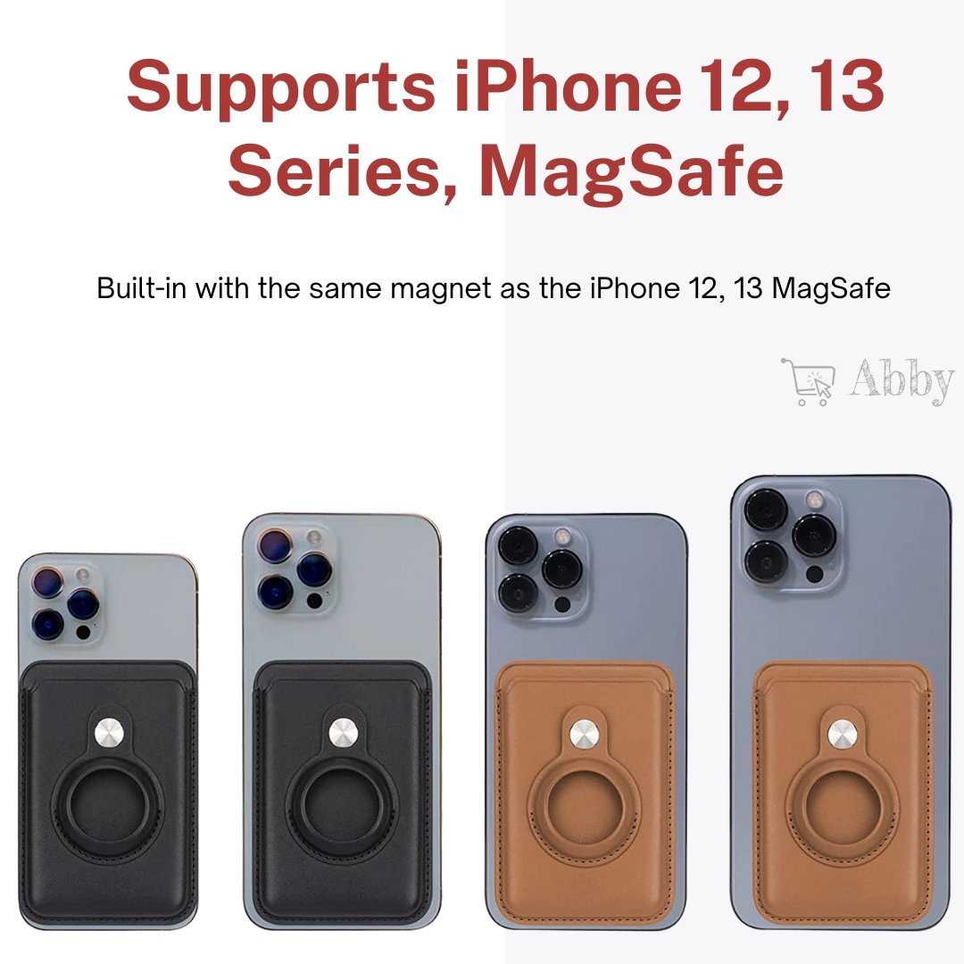 Abby's™ AirTag Magsafe Wallet, Magnetic iPhone leather case with Card holder, for iPhone 13, 12 Pro max - Abbycart