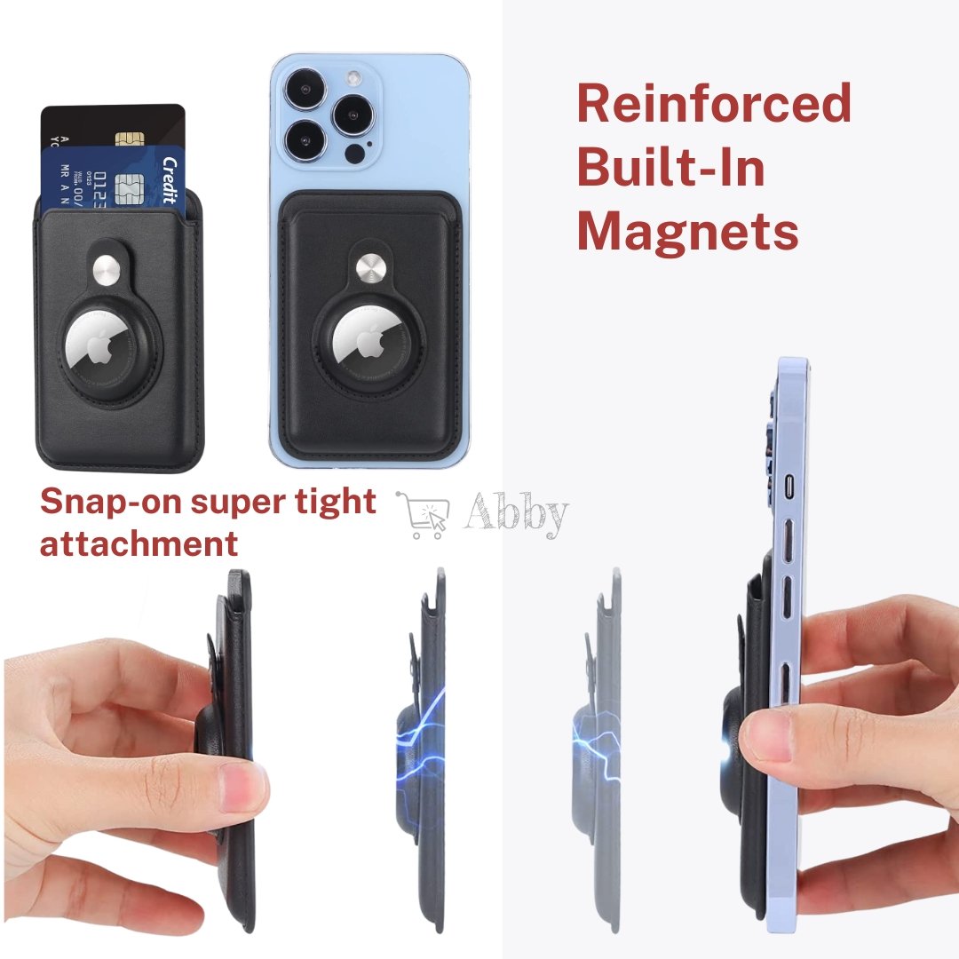 Abby's™ AirTag Magsafe Wallet, Magnetic iPhone leather case with Card holder, for iPhone 13, 12 Pro max - Abbycart